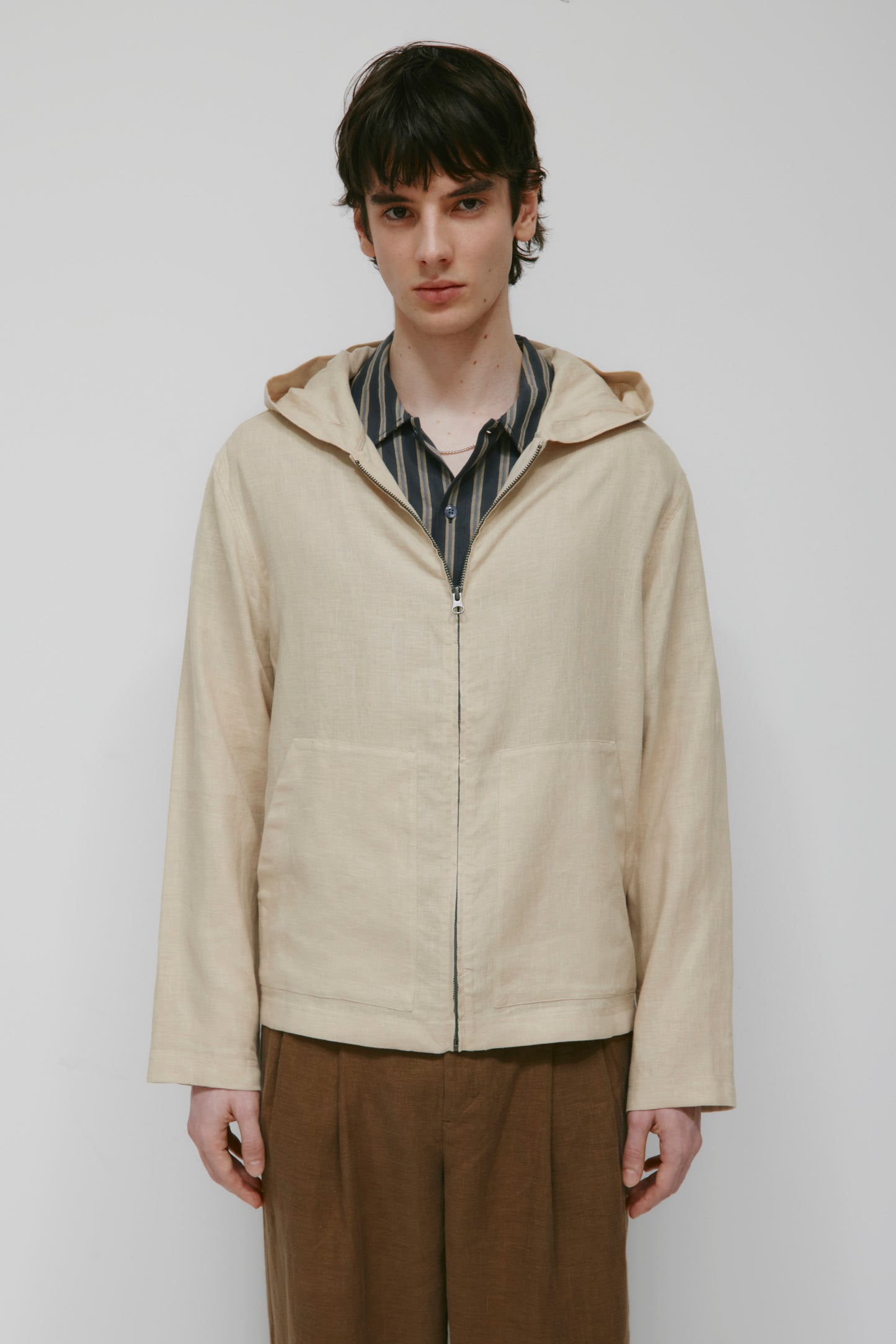 Men's Sila Linen Hoodie in Stone