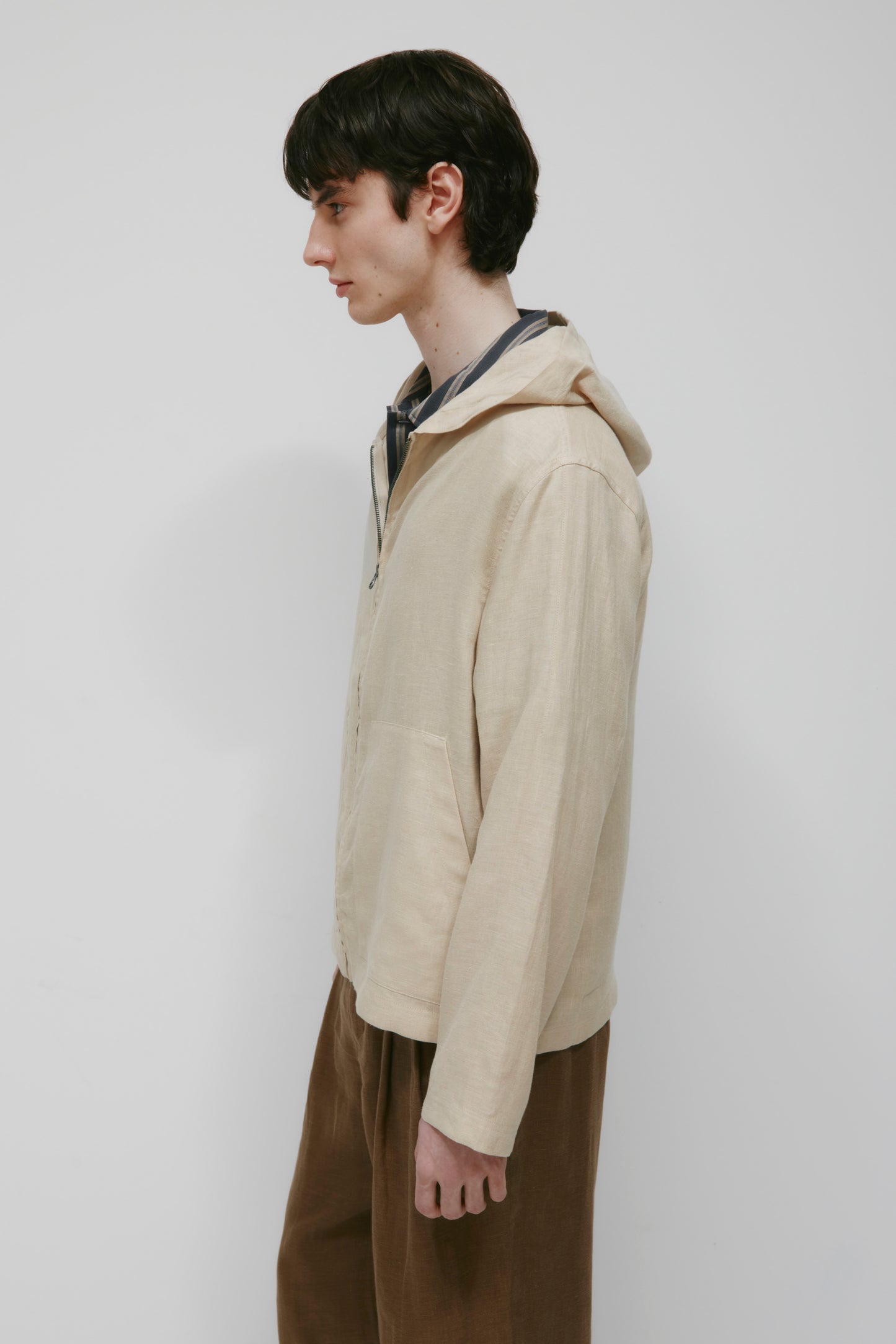 Men's Sila Linen Hoodie in Stone