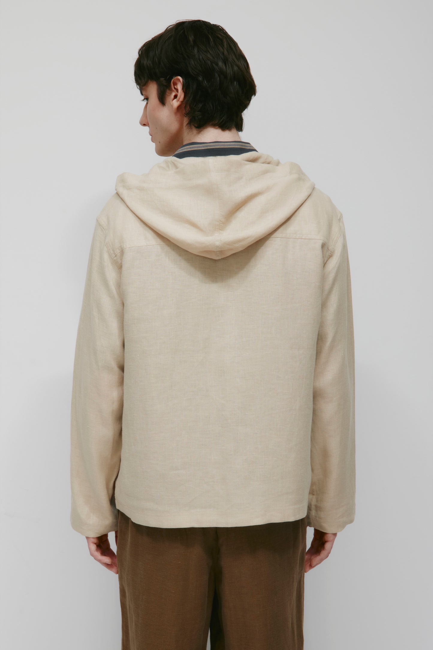 Men's Sila Linen Hoodie in Stone