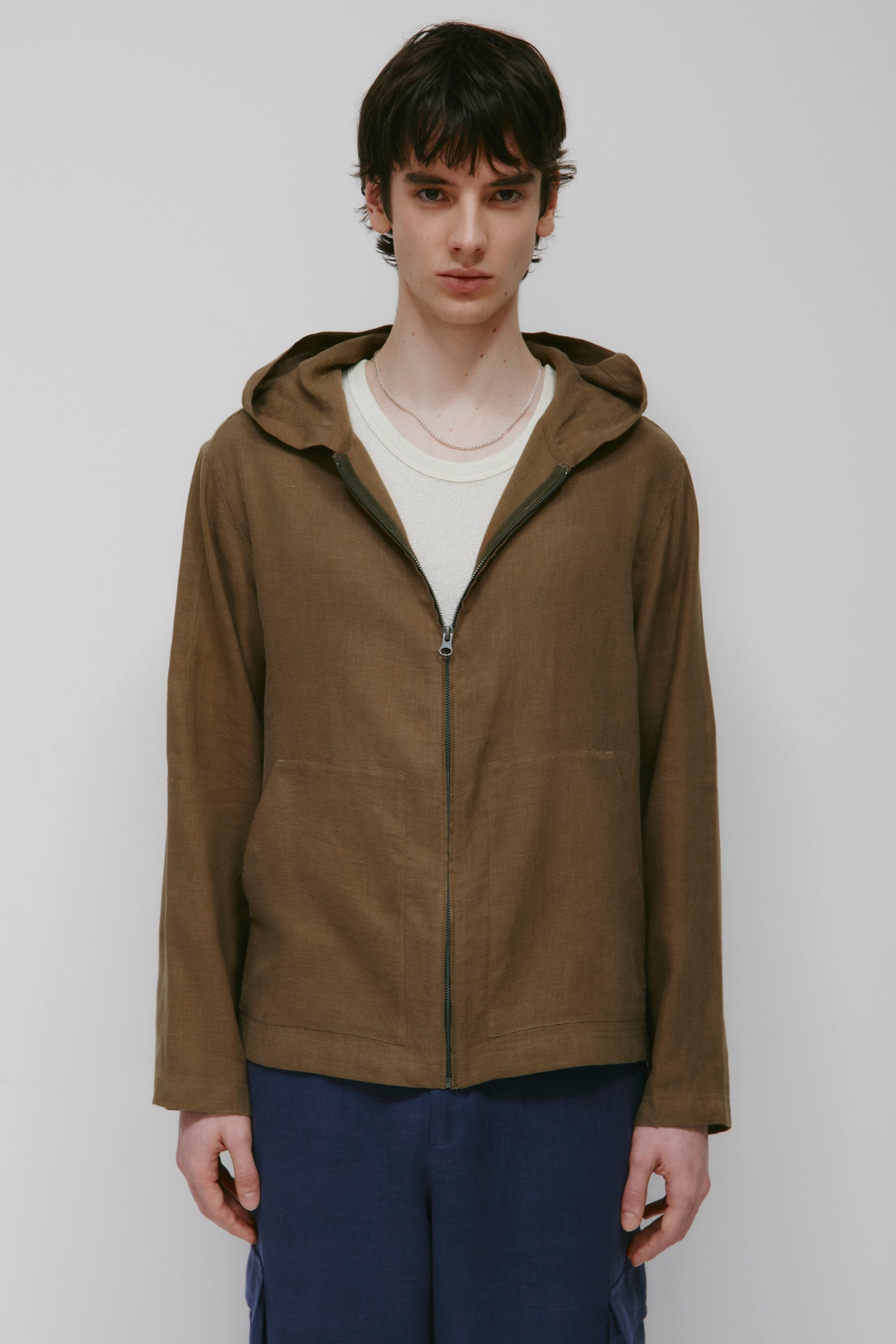 Men's Sila Linen Hoodie in Teak