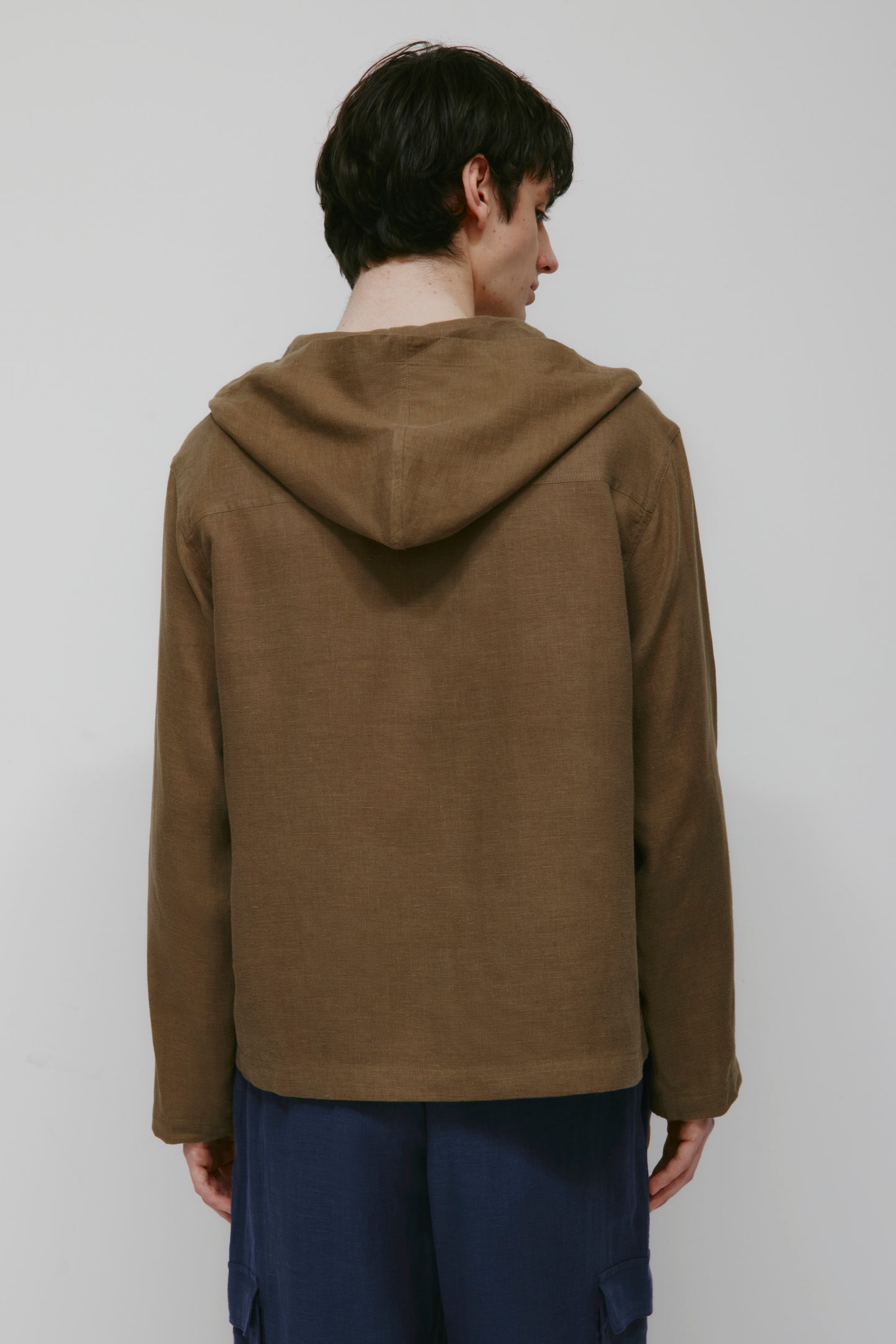 Men's Sila Linen Hoodie in Teak