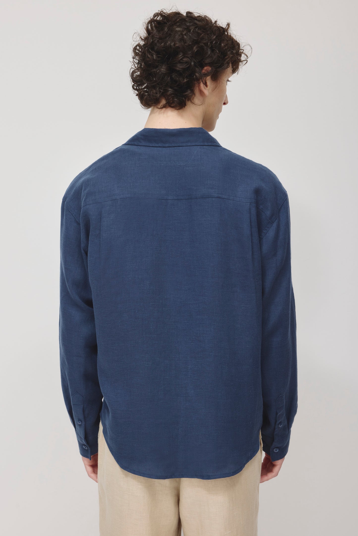 Men's Sila Linen Shirt in Dark Indigo