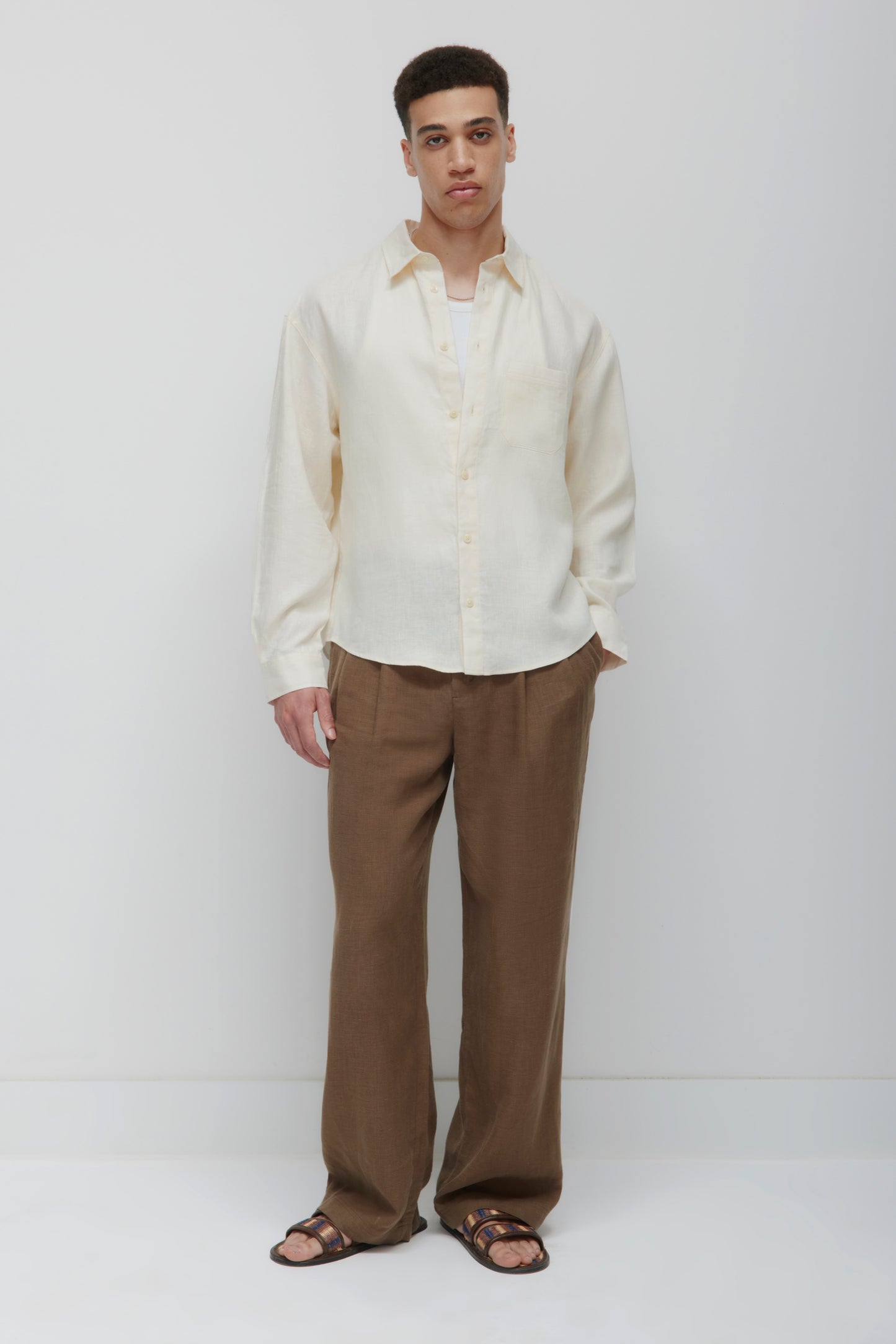 Men's Sila Linen Shirt in Natural