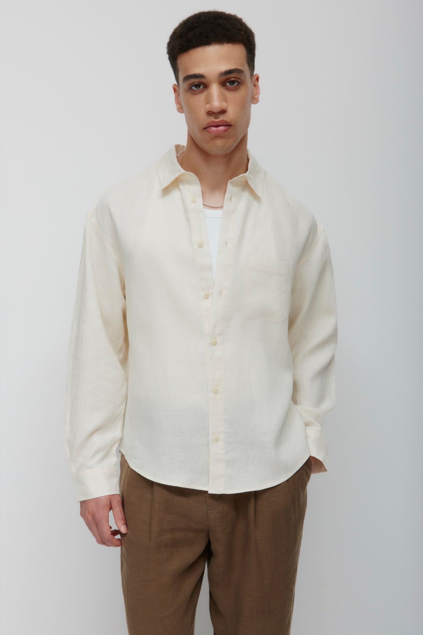 Men's Sila Linen Shirt in Natural