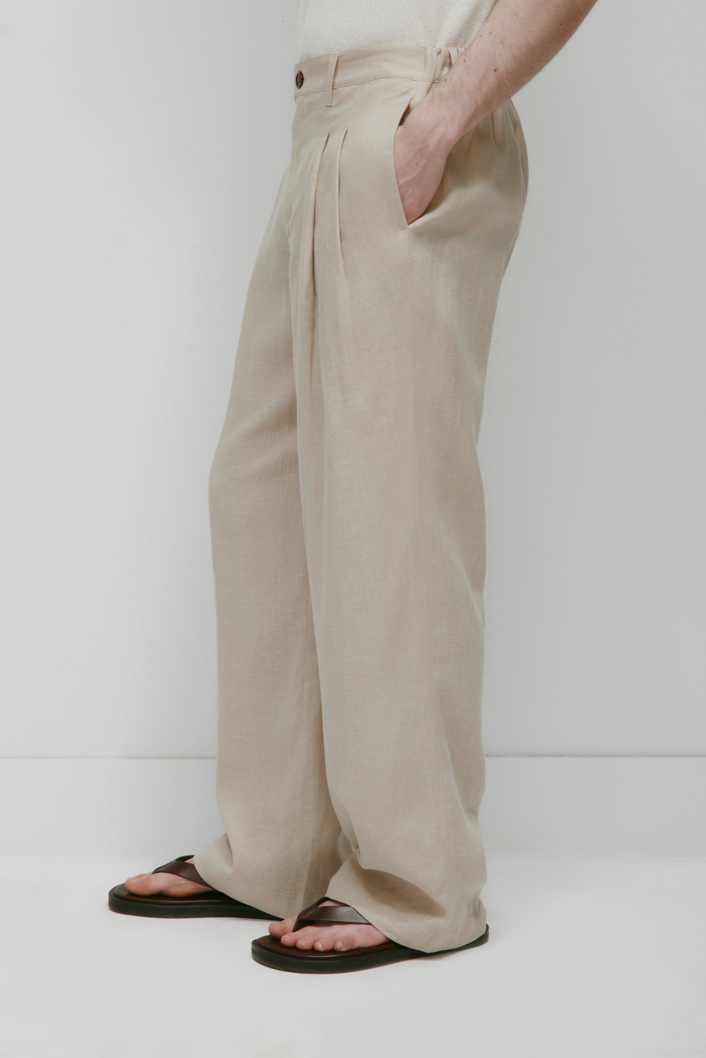Men's Sila Linen Trouser in Stone