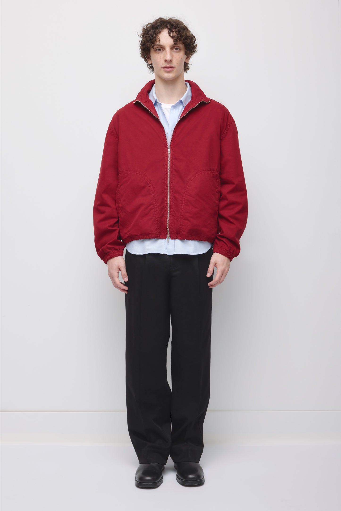 Men's Stand Collar Jacket in Carmine