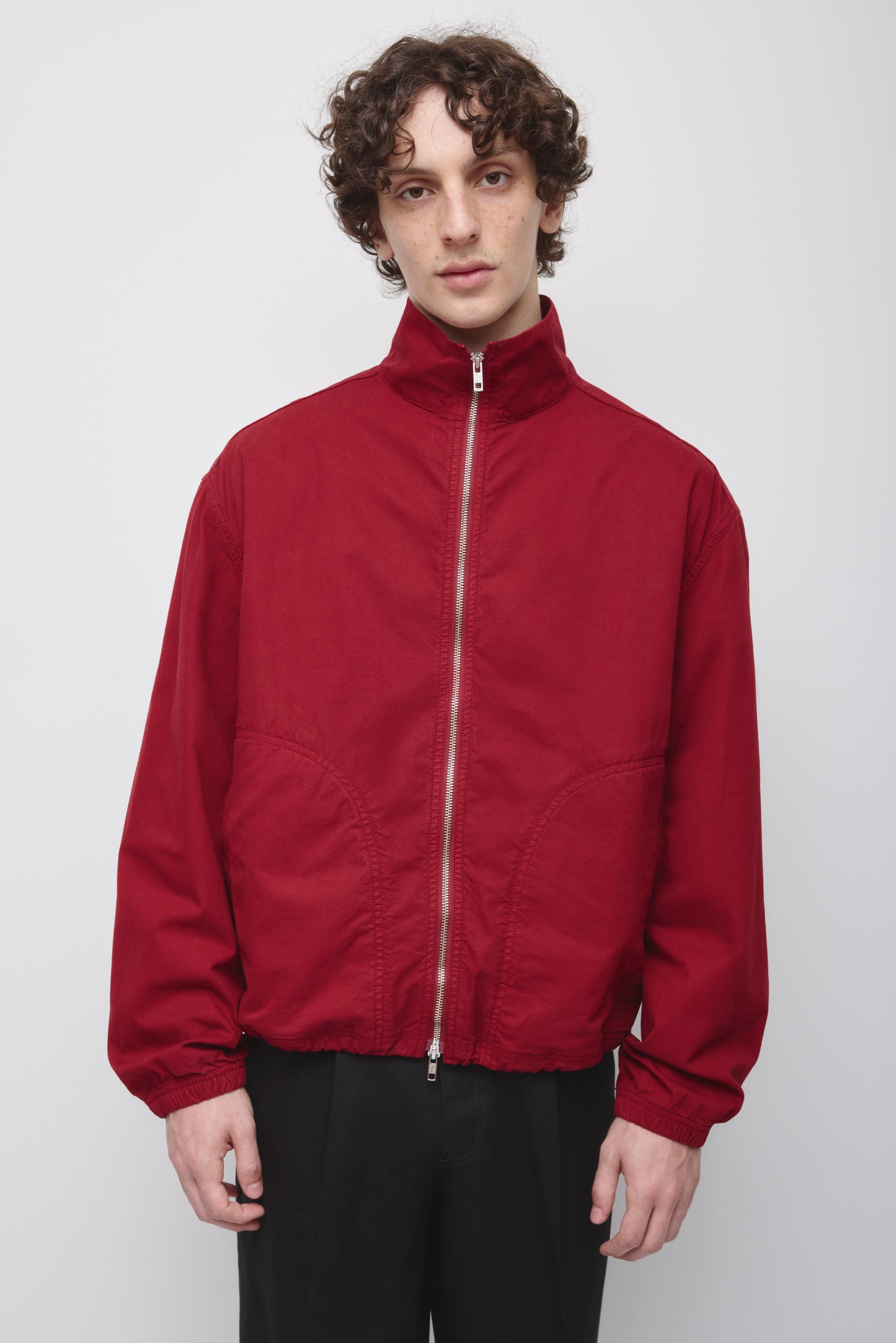 Men's Stand Collar Jacket in Carmine