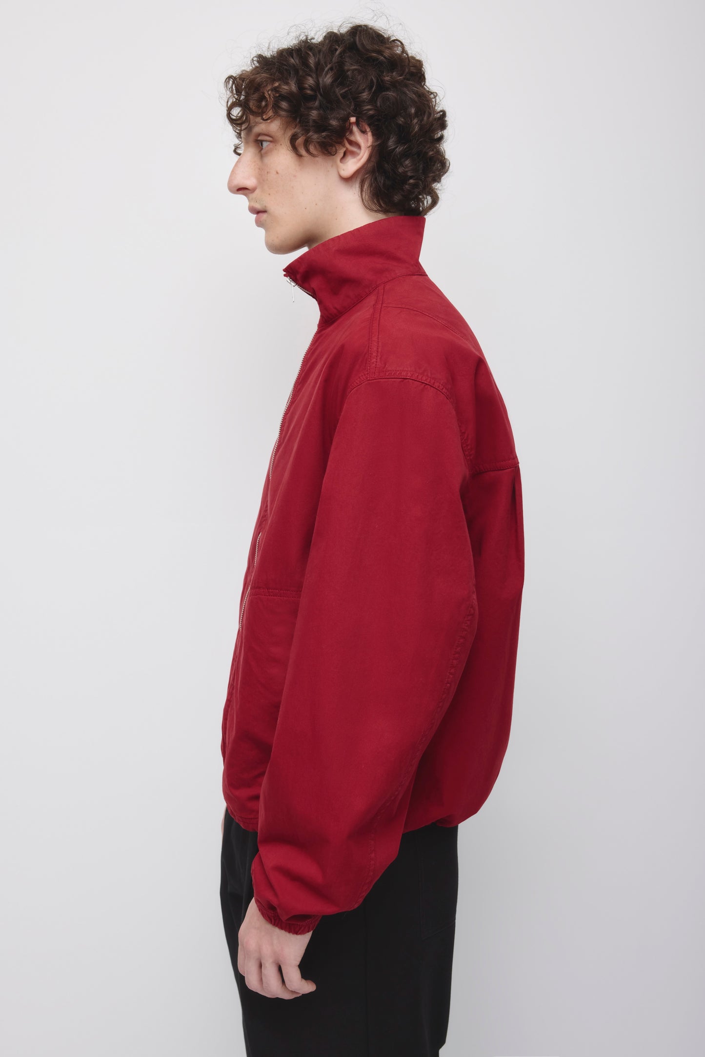 Men's Stand Collar Jacket in Carmine