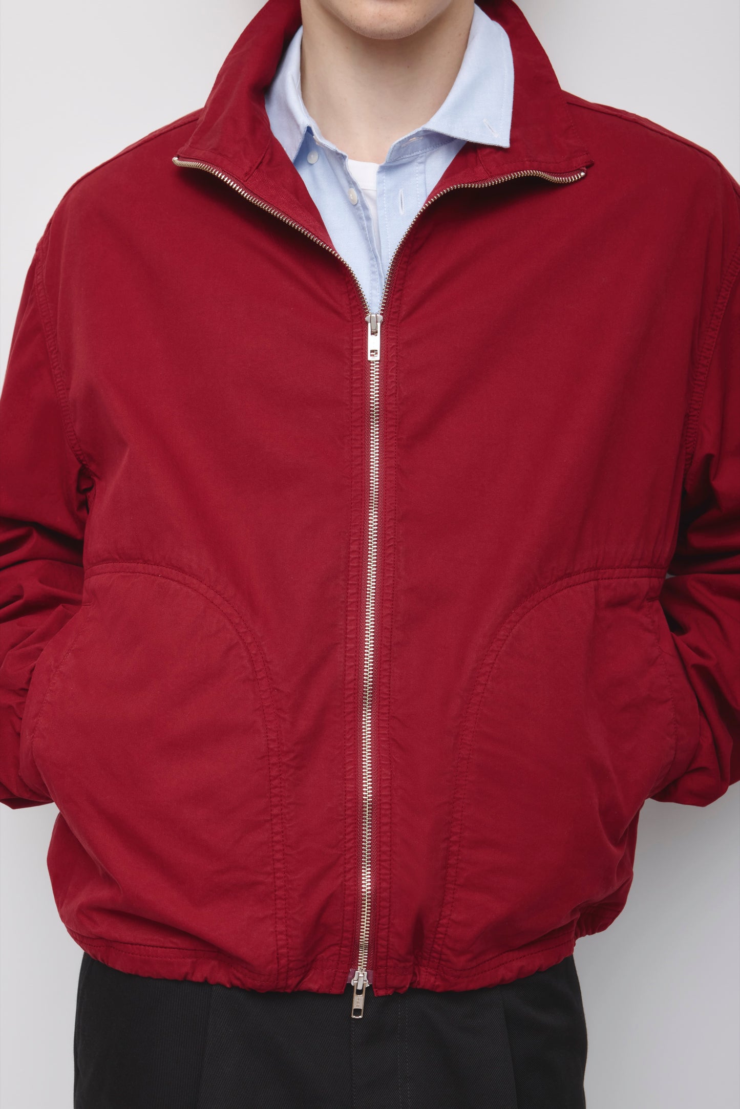 Men's Stand Collar Jacket in Carmine