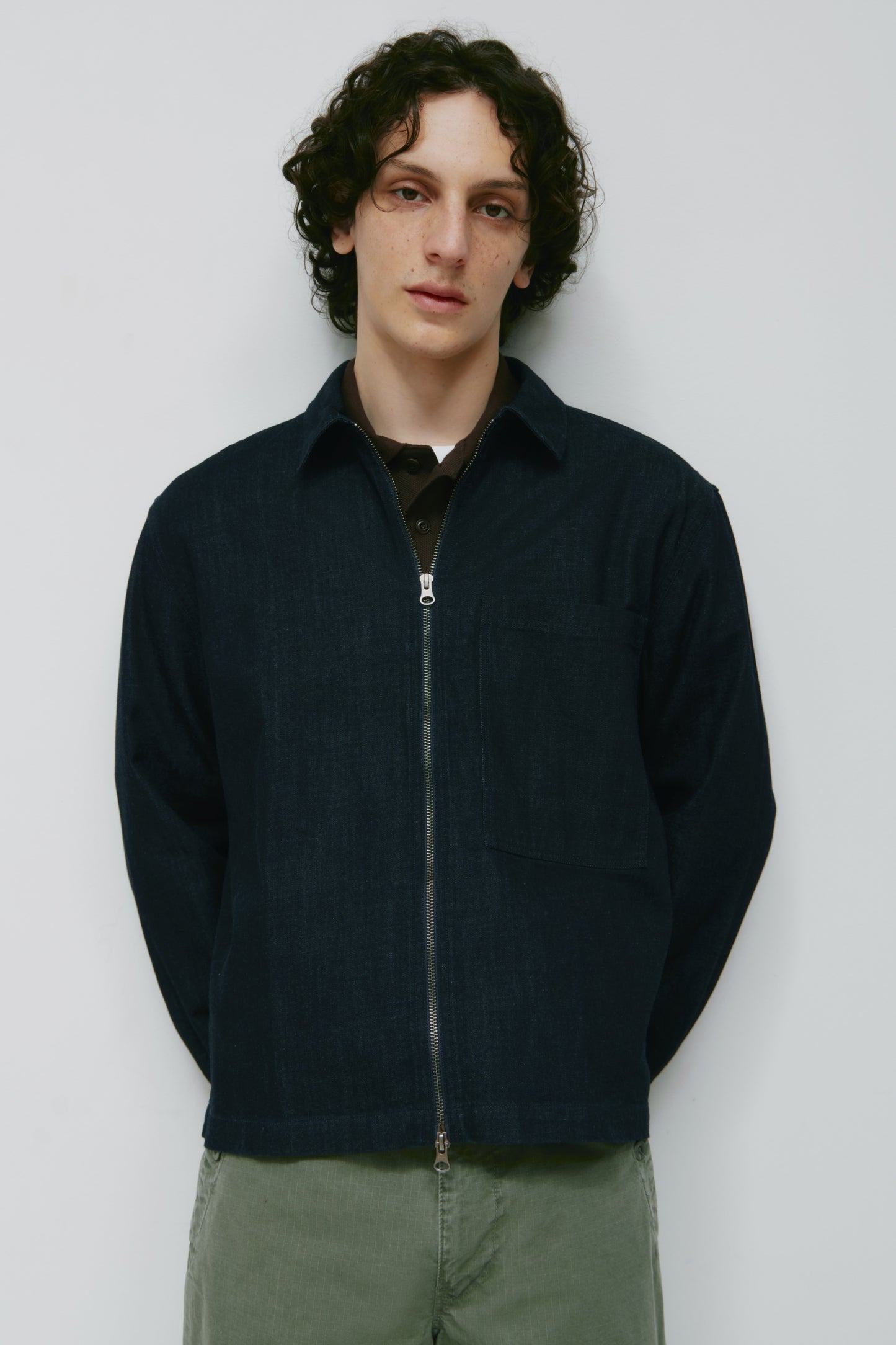 Men's Yafi Zip Shirt in Rinse