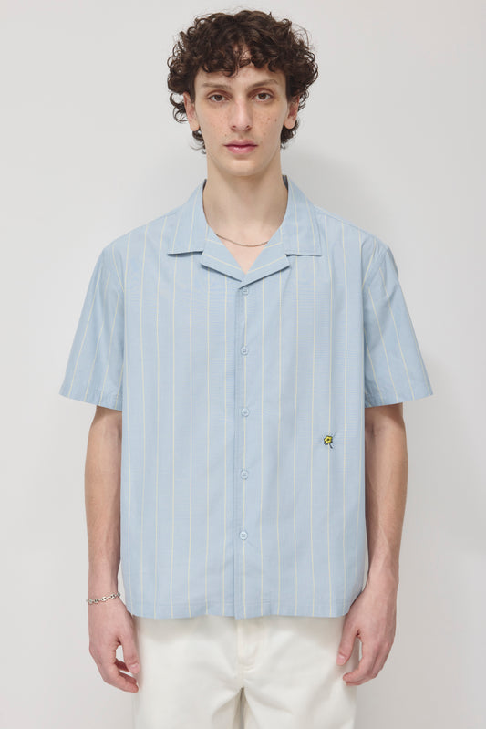 Men's Yani Camp Shirt in Oxford Blue/Sorbet Stripe