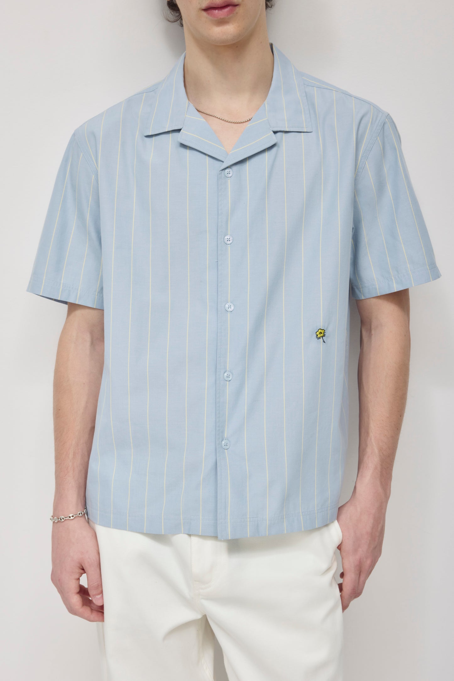 Men's Yani Camp Shirt in Oxford Blue/Sorbet Stripe