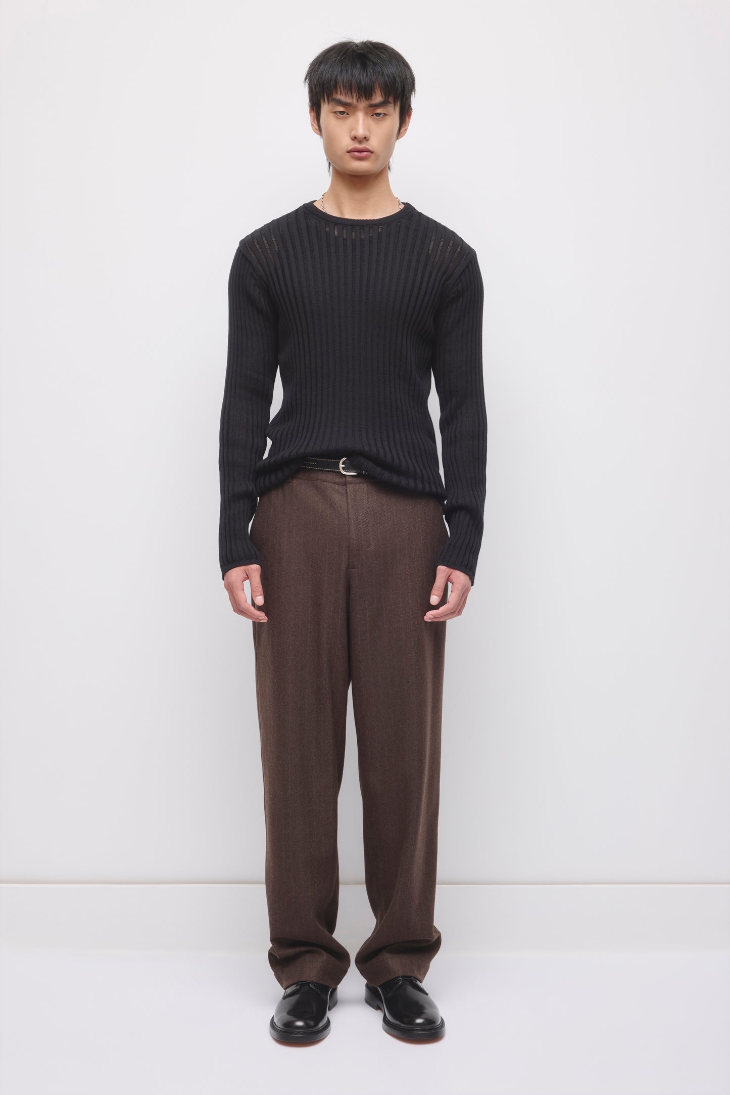 Men's Zalam Open Rib Longsleeve in Black