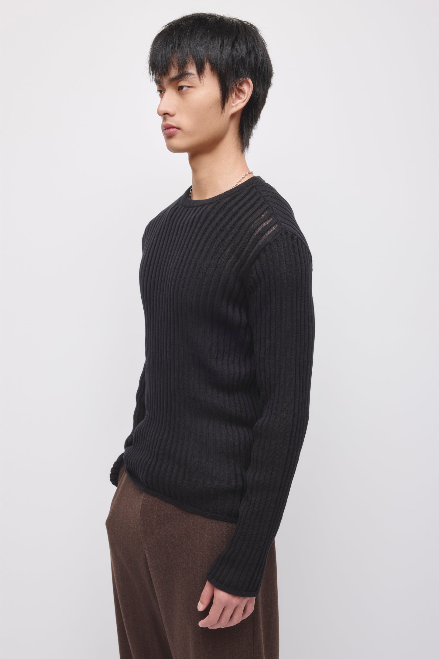 Men's Zalam Open Rib Longsleeve in Black