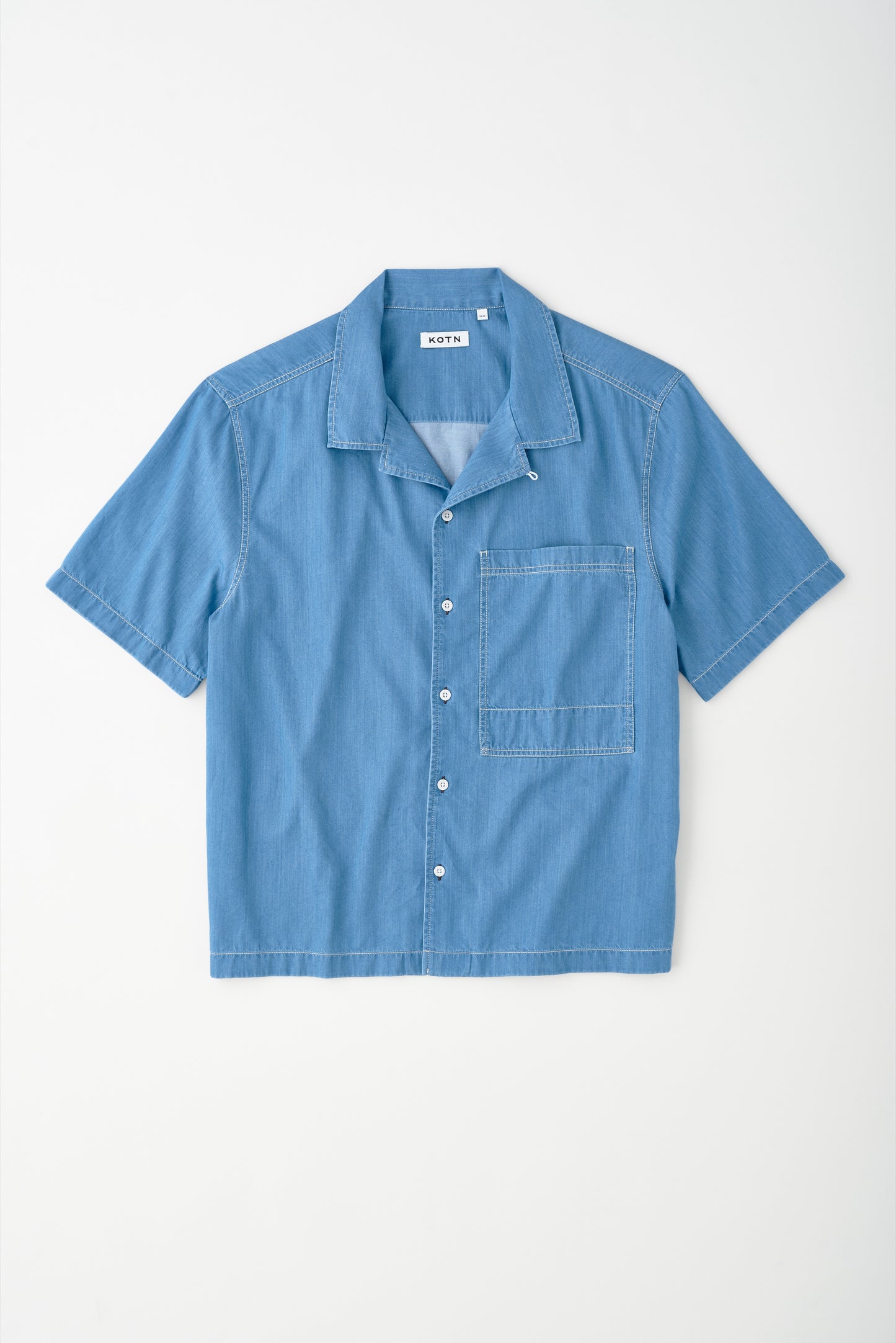 Men's Chambray Camp Shirt in Light Wash