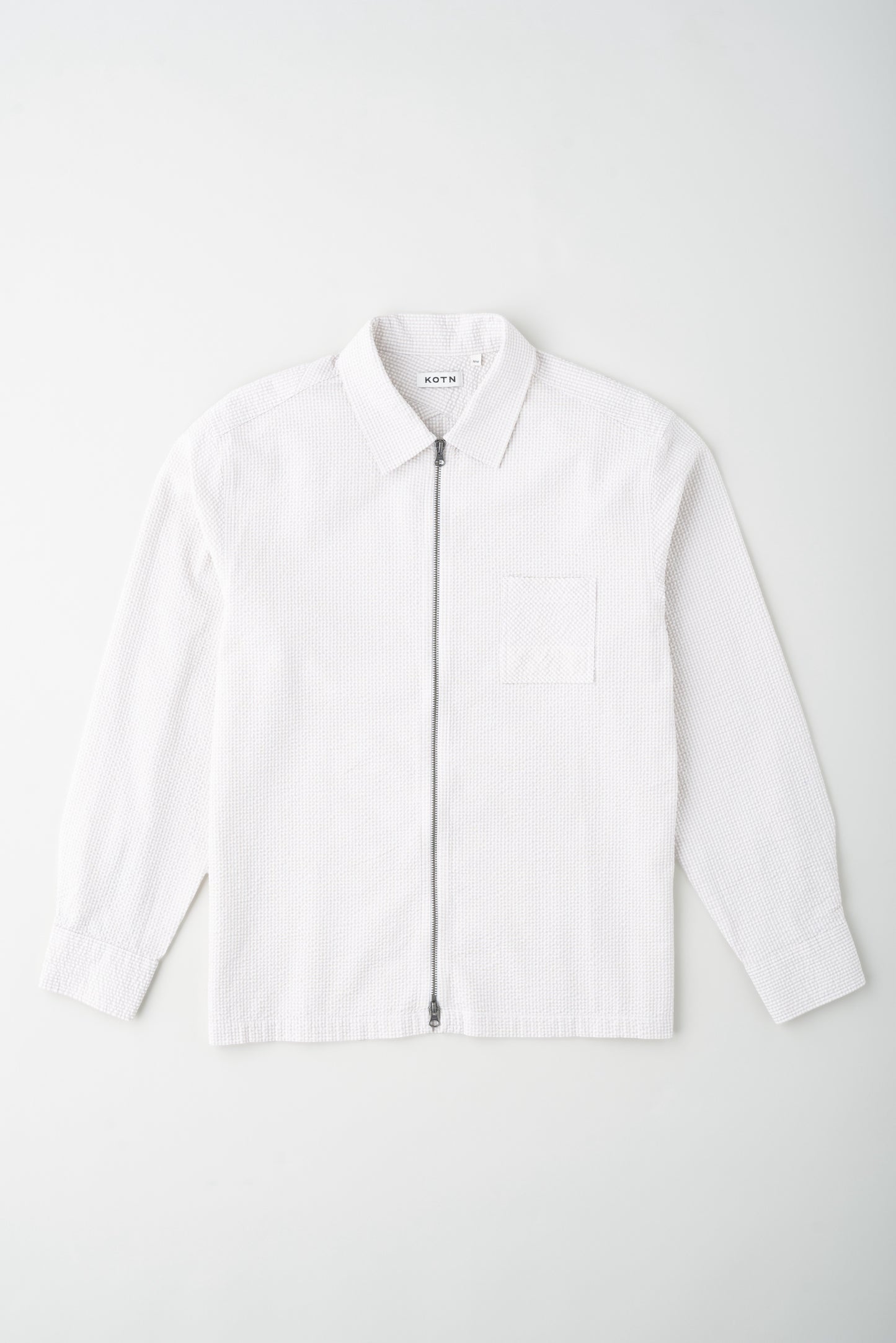 Men's Seersucker Full Zip Shirt in Fog/White