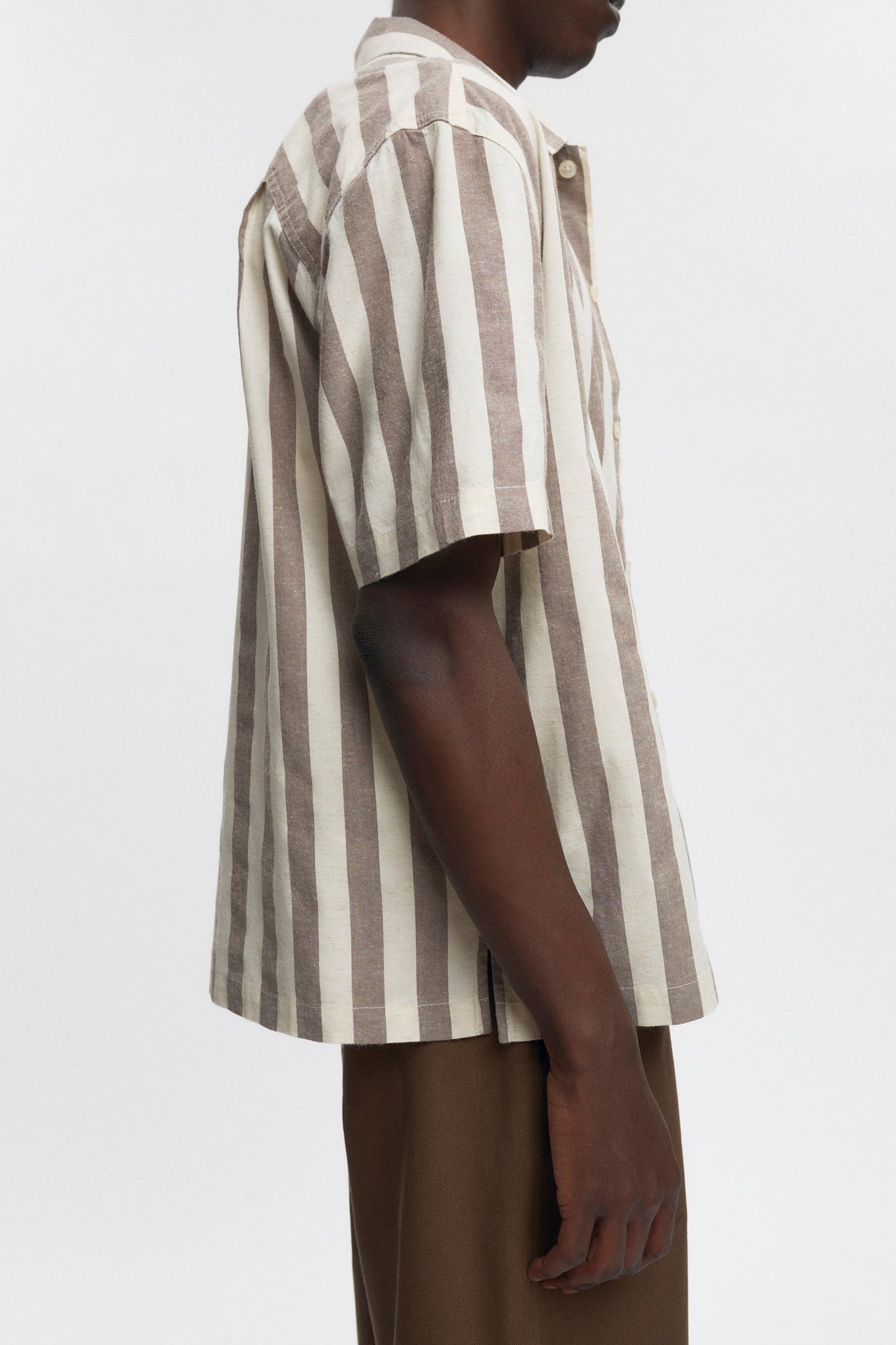 Men's Abu-Simbel Short Sleeve Shirt in Coffee Bean Stripe
