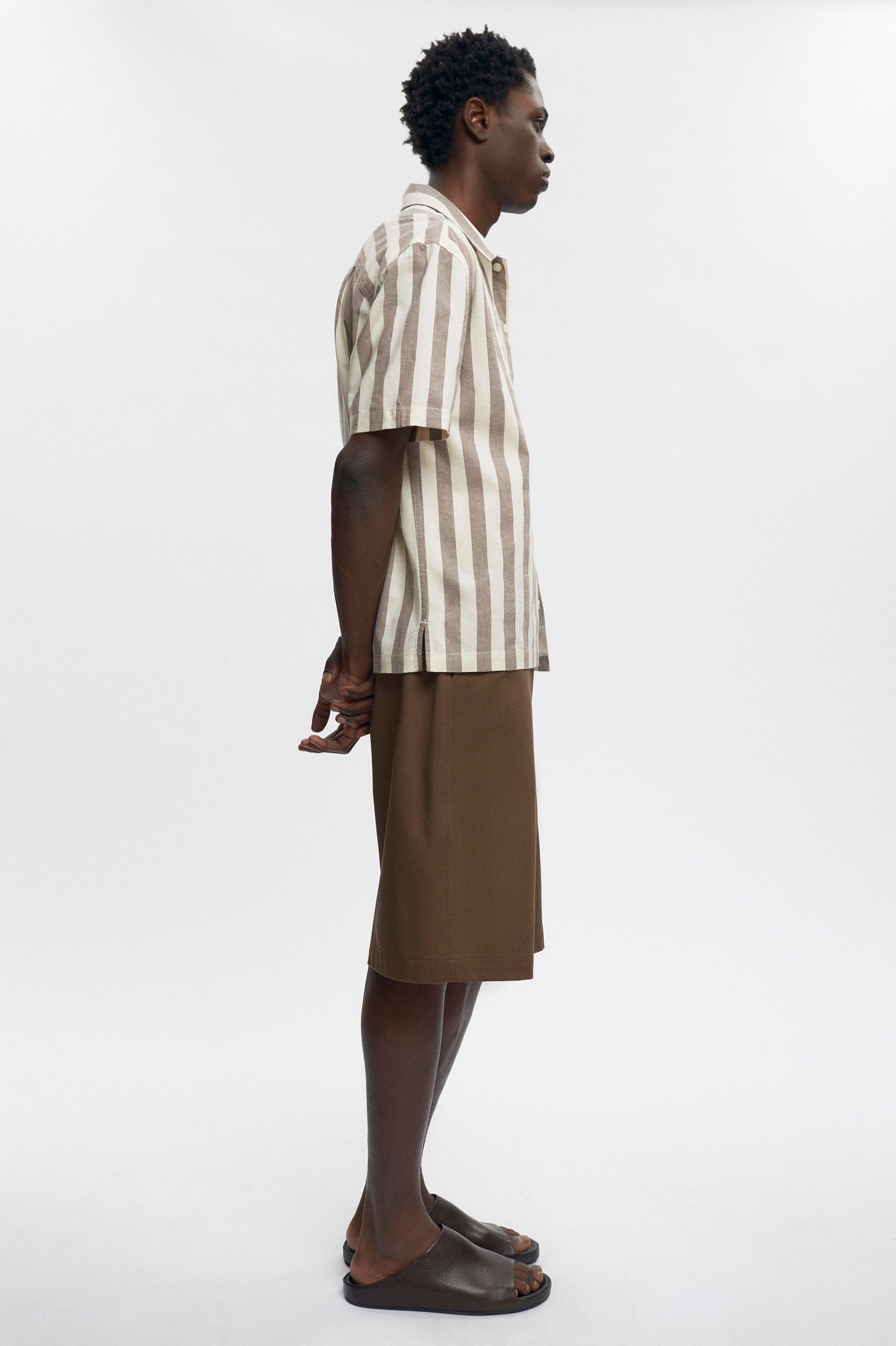 Men's Abu-Simbel Short Sleeve Shirt in Coffee Bean Stripe
