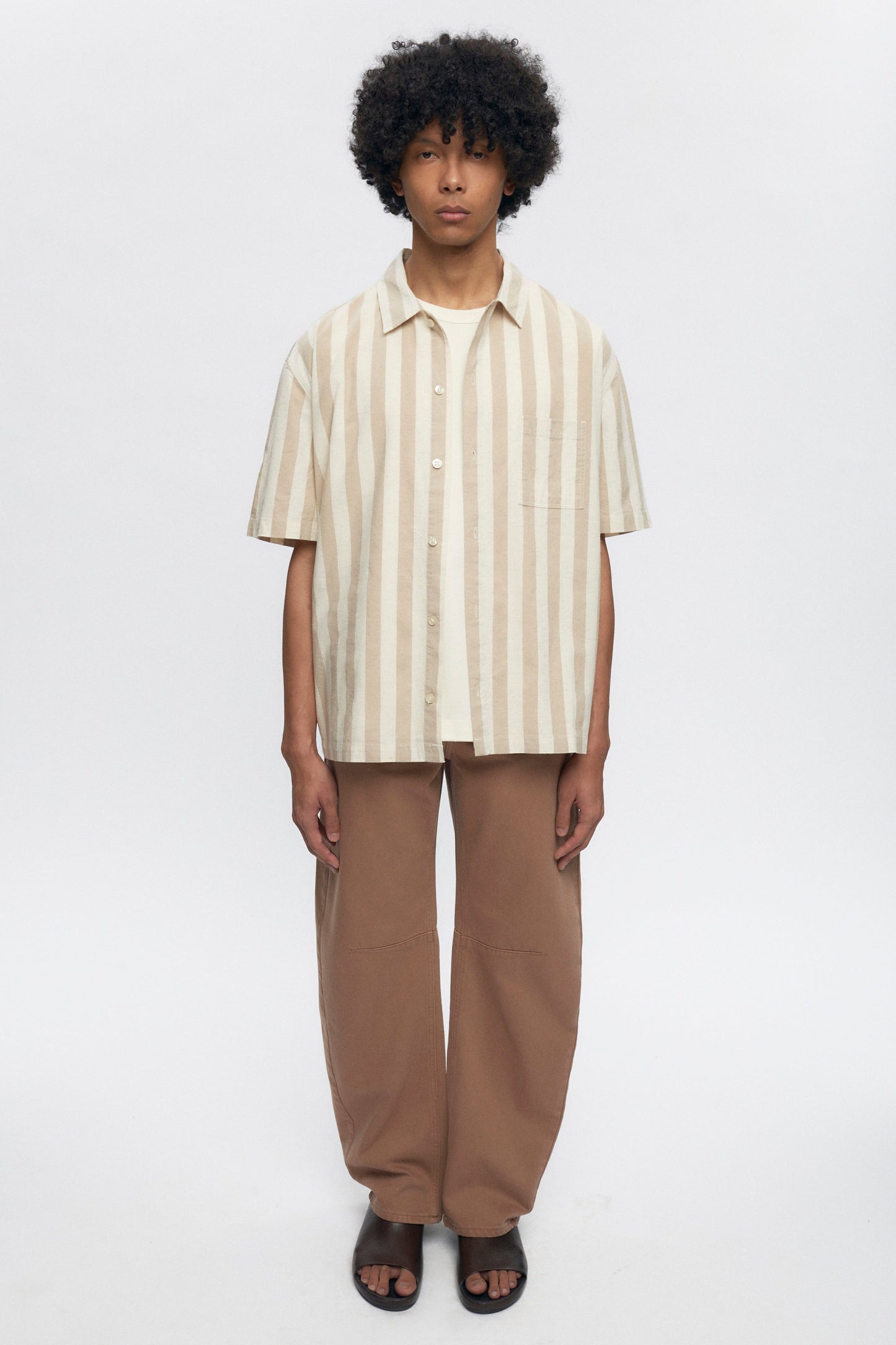 Abu-Simbel Short Sleeve Shirt in Natural Stripe