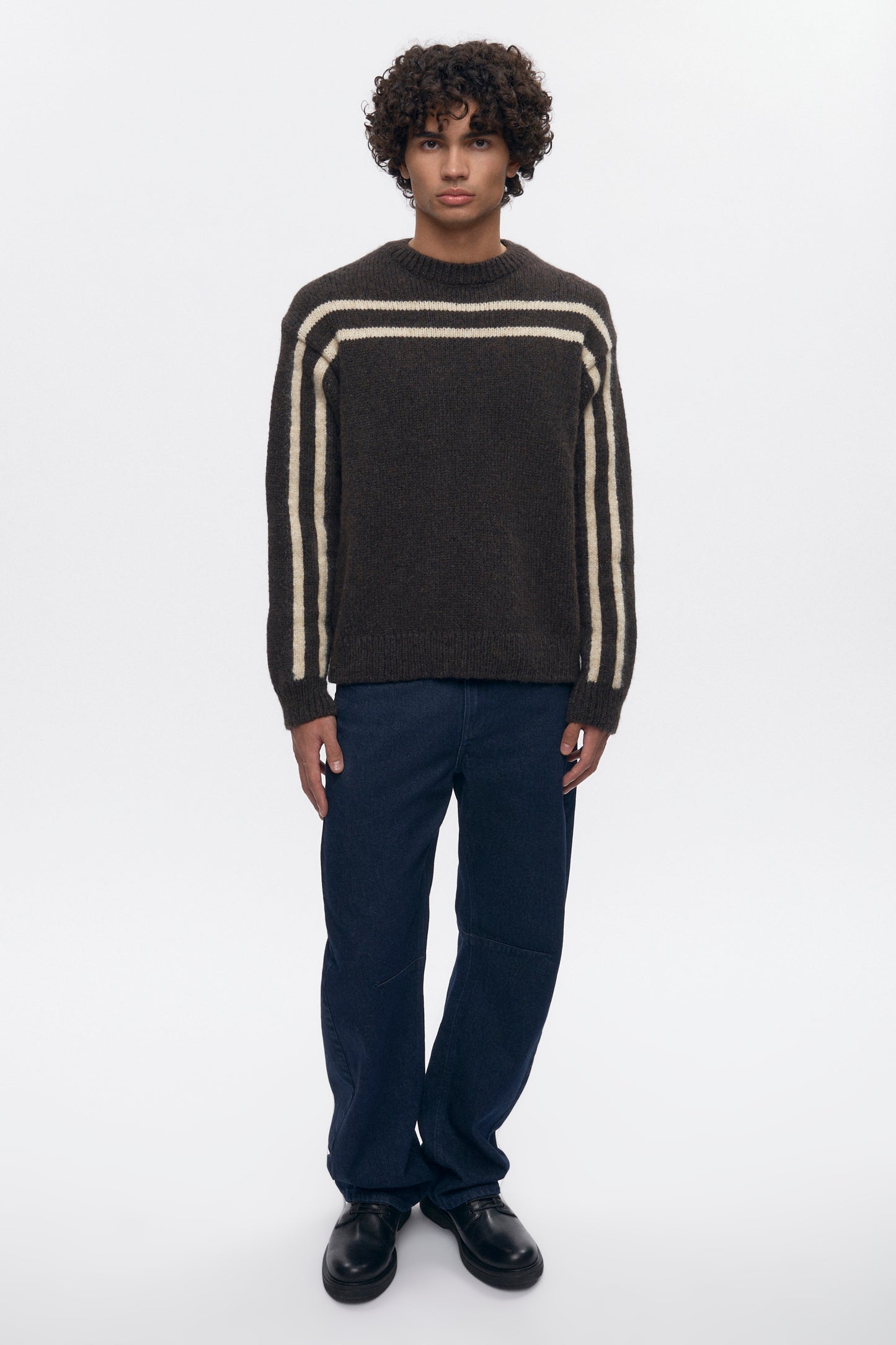 Men's Ali Crewneck Sweater in Cocoa/Oat