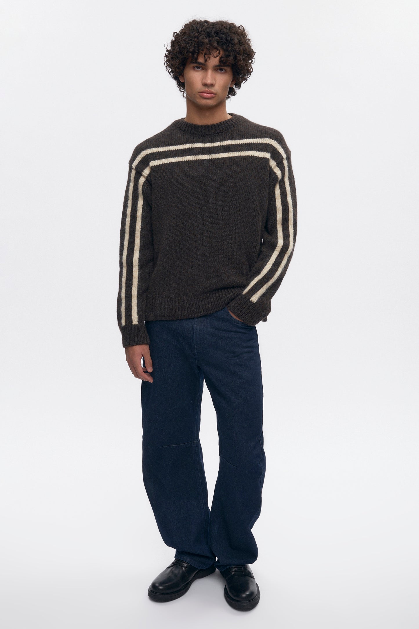 Men's Ali Crewneck Sweater in Cocoa/Oat