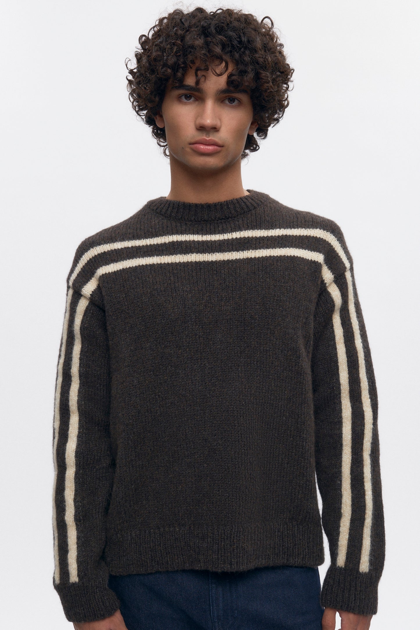 Men's Ali Crewneck Sweater in Cocoa/Oat