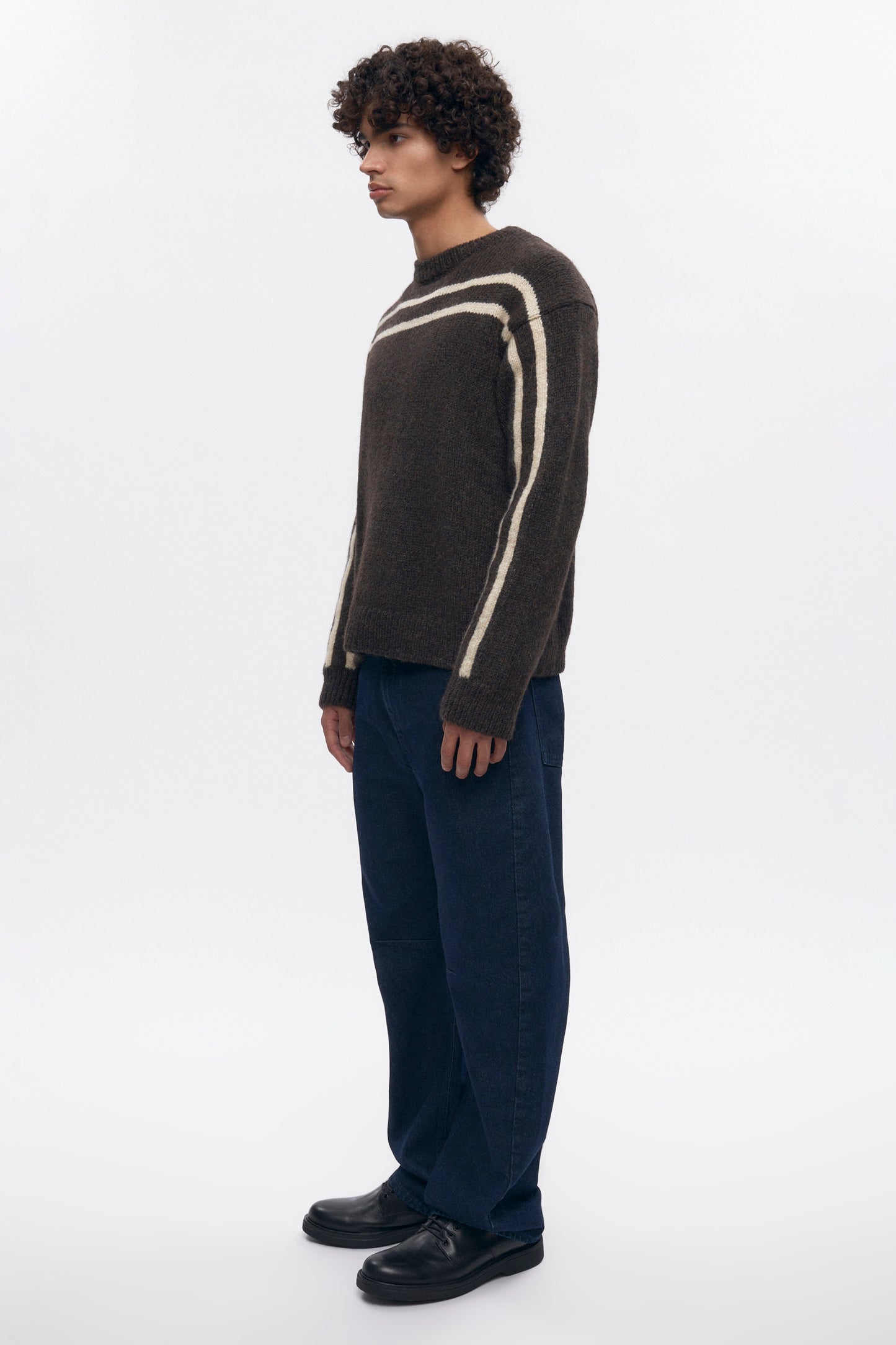 Men's Ali Crewneck Sweater in Cocoa/Oat