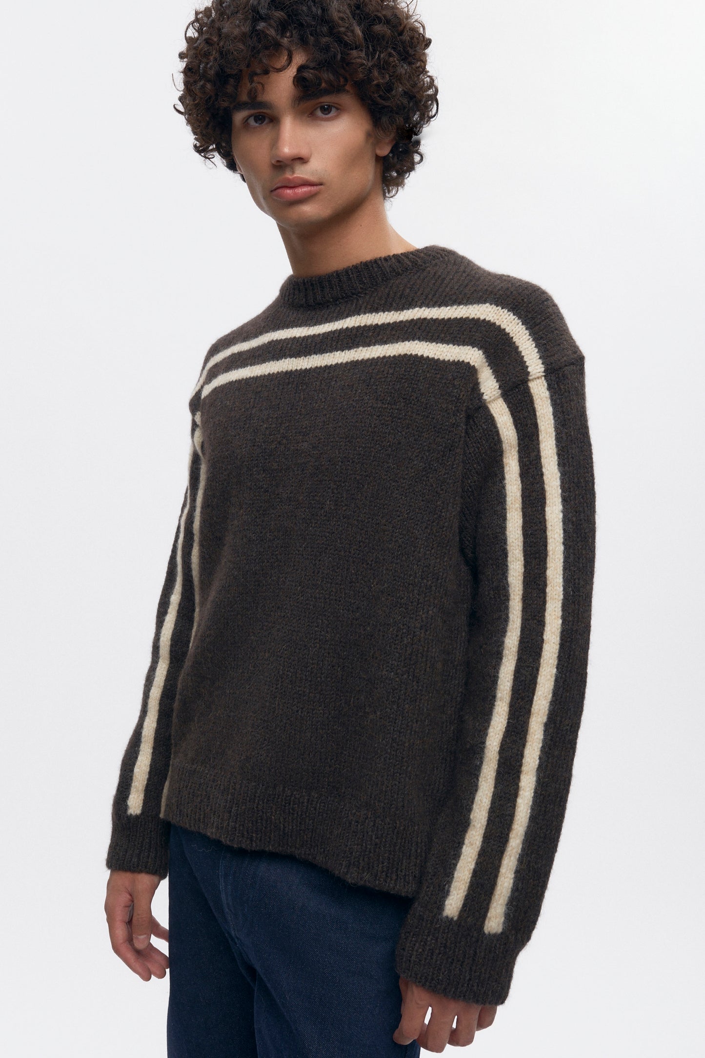 Men's Ali Crewneck Sweater in Cocoa/Oat