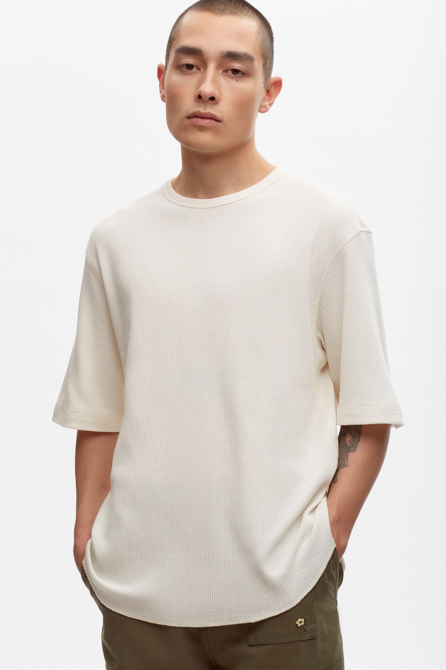 Men's Atlas Waffle Crew in Marshmallow