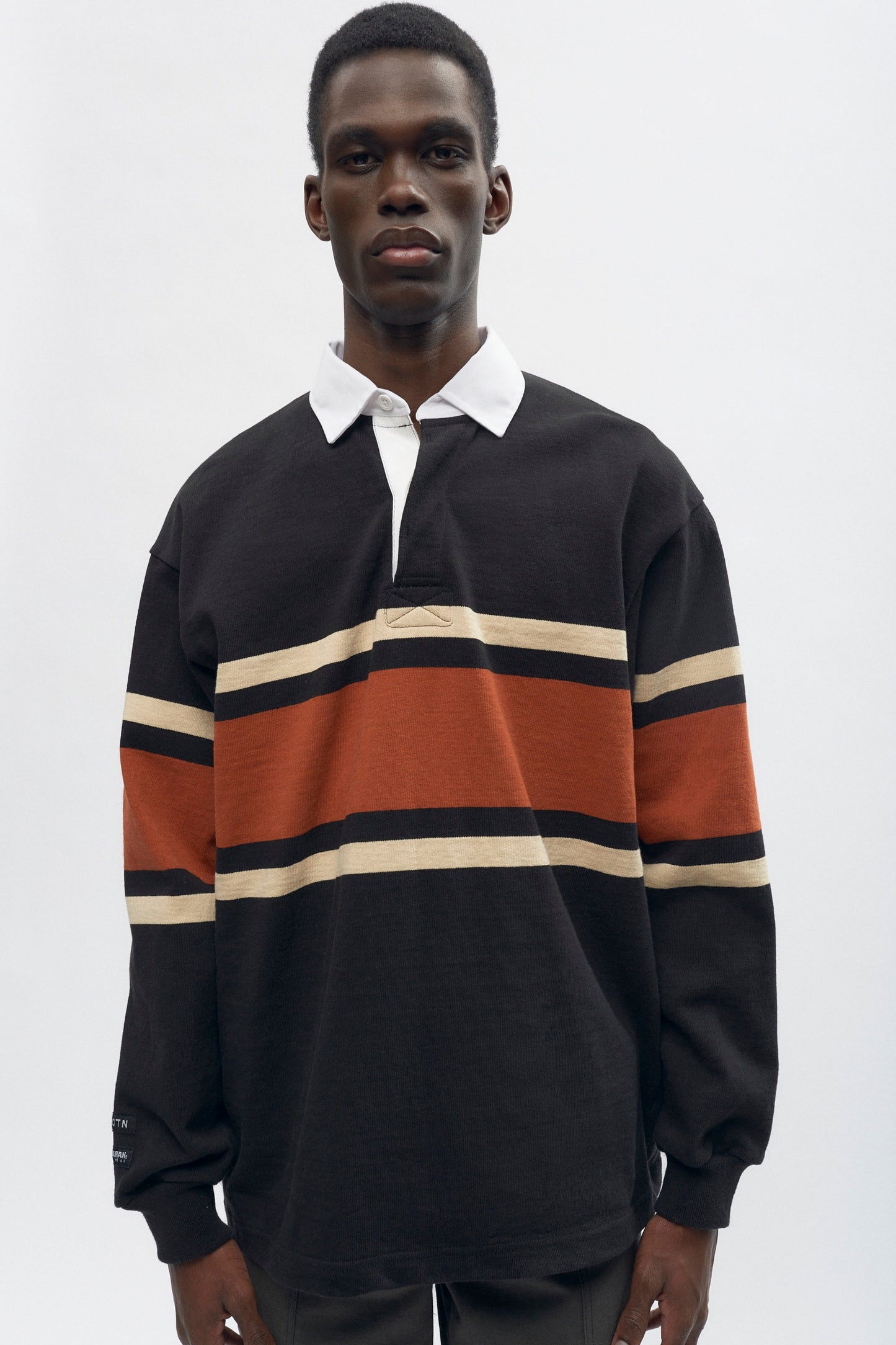 Men's Barbarian Rugby in Black/Rust Stripe