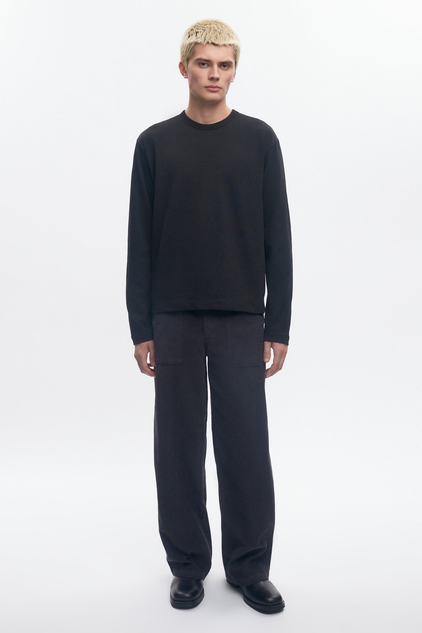 Men's Box Slub Longsleeve in Black
