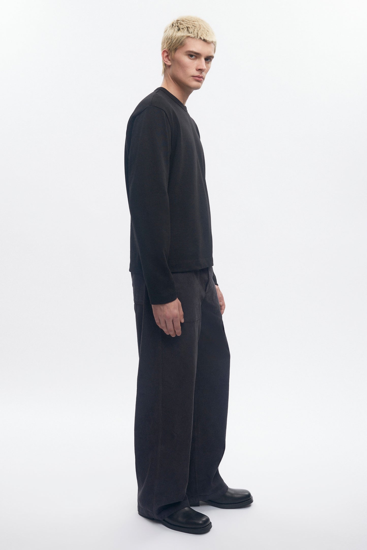 Men's Box Slub Longsleeve in Black