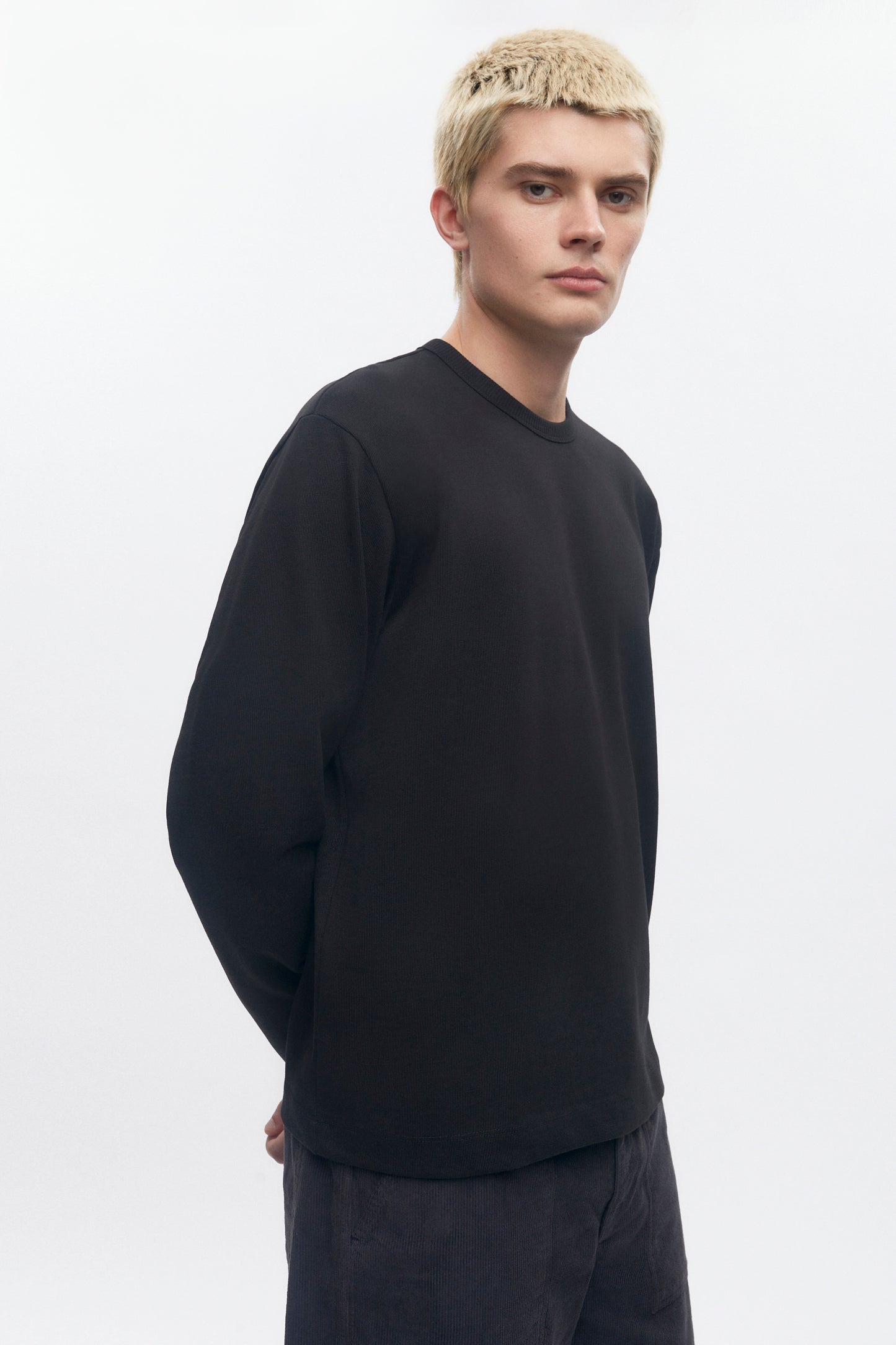 Men's Box Slub Longsleeve in Black