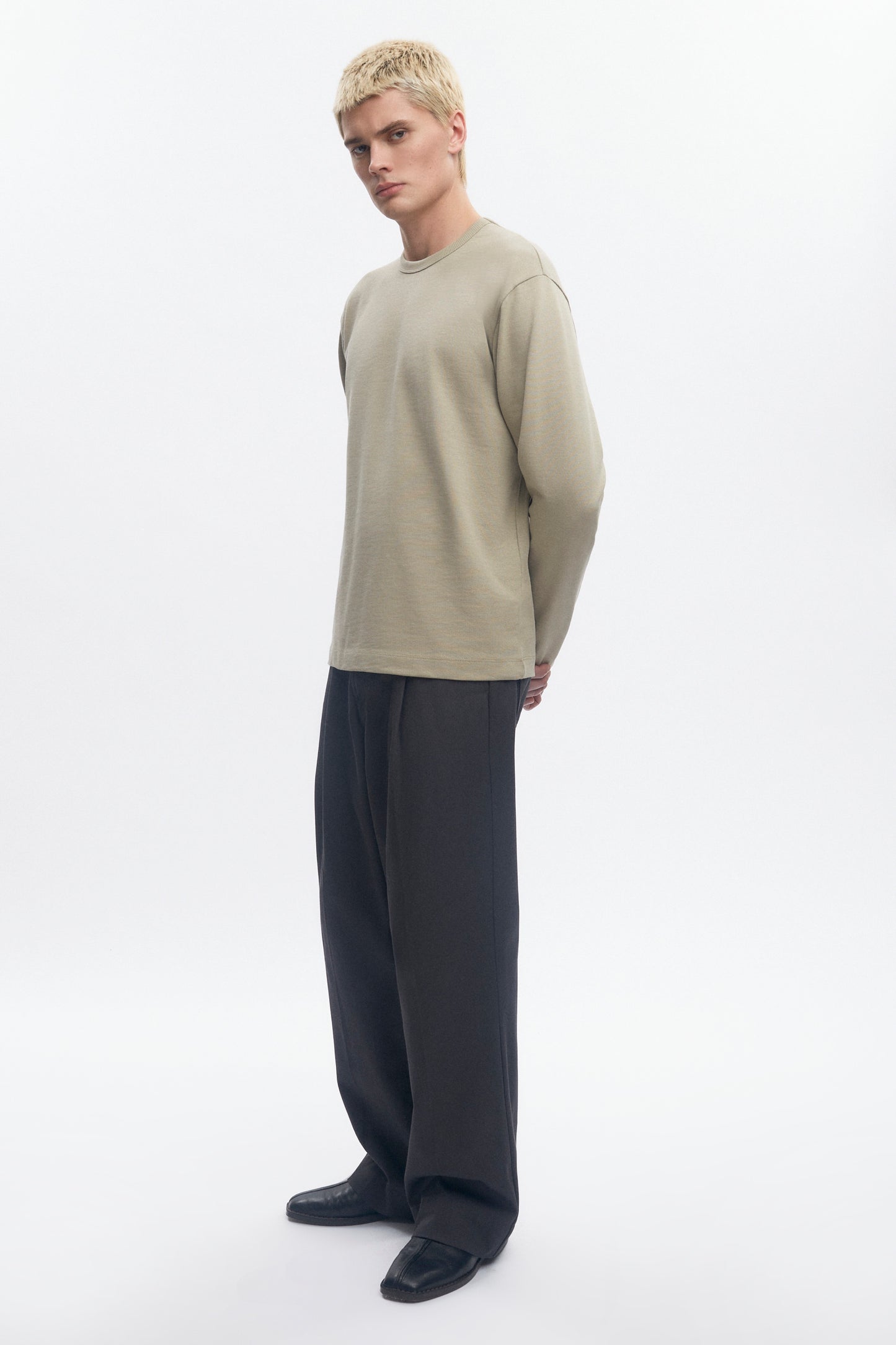 Men's Box Slub Longsleeve in Desert