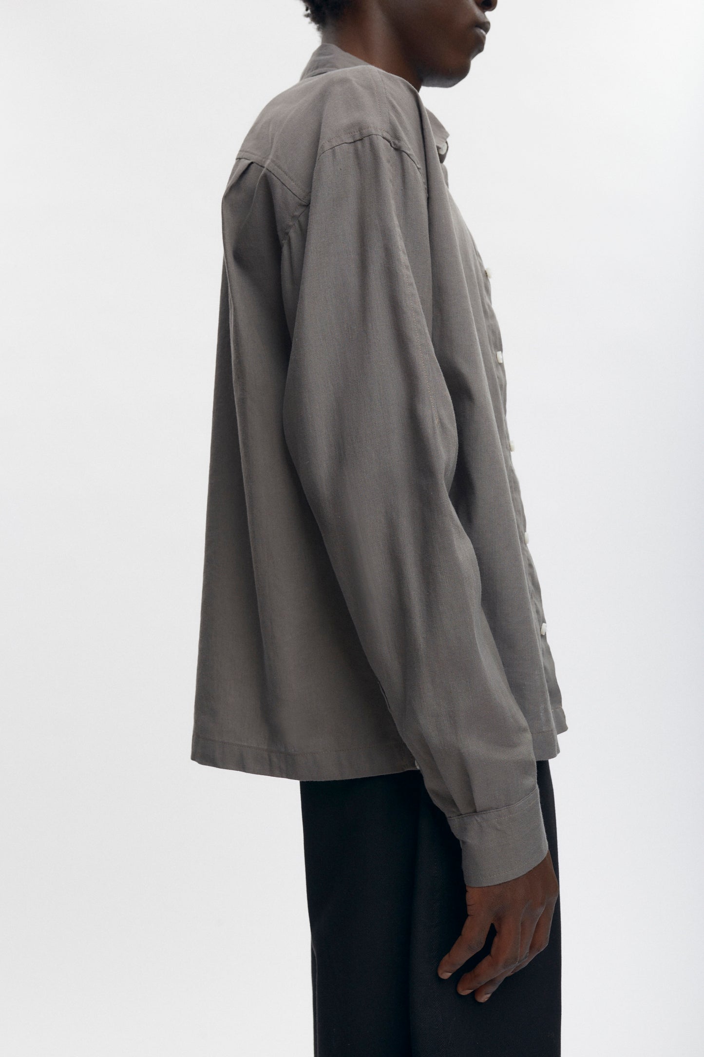 Men's Cairo Linen Shirt in Warm Grey