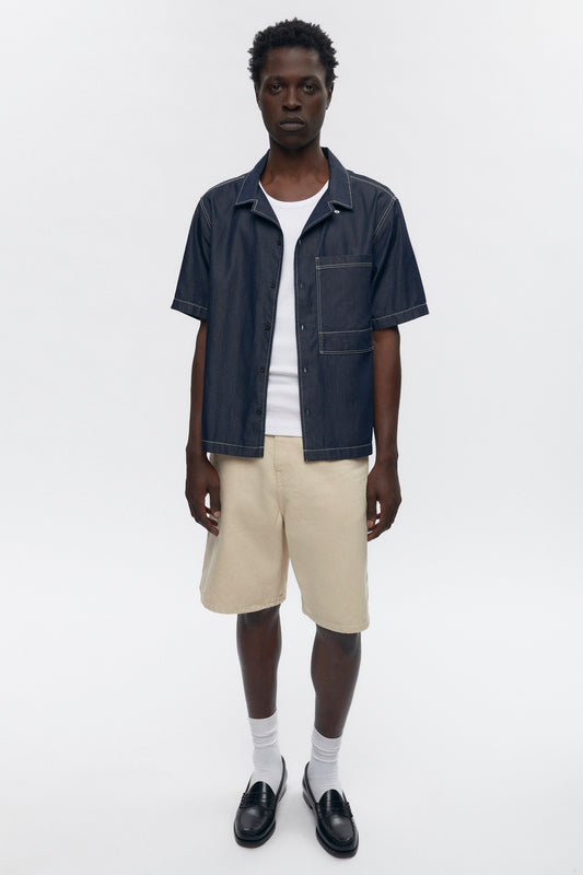 Men's Chambray Camp Shirt in Rinse