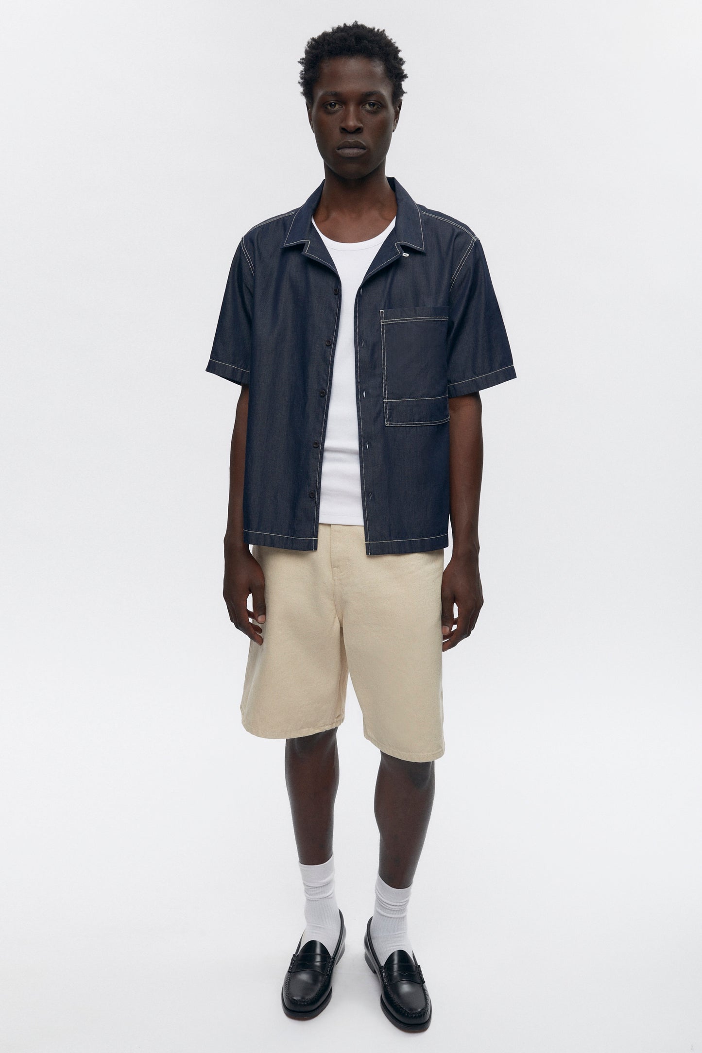 Men's Chambray Full Zip Shirt in Rinse