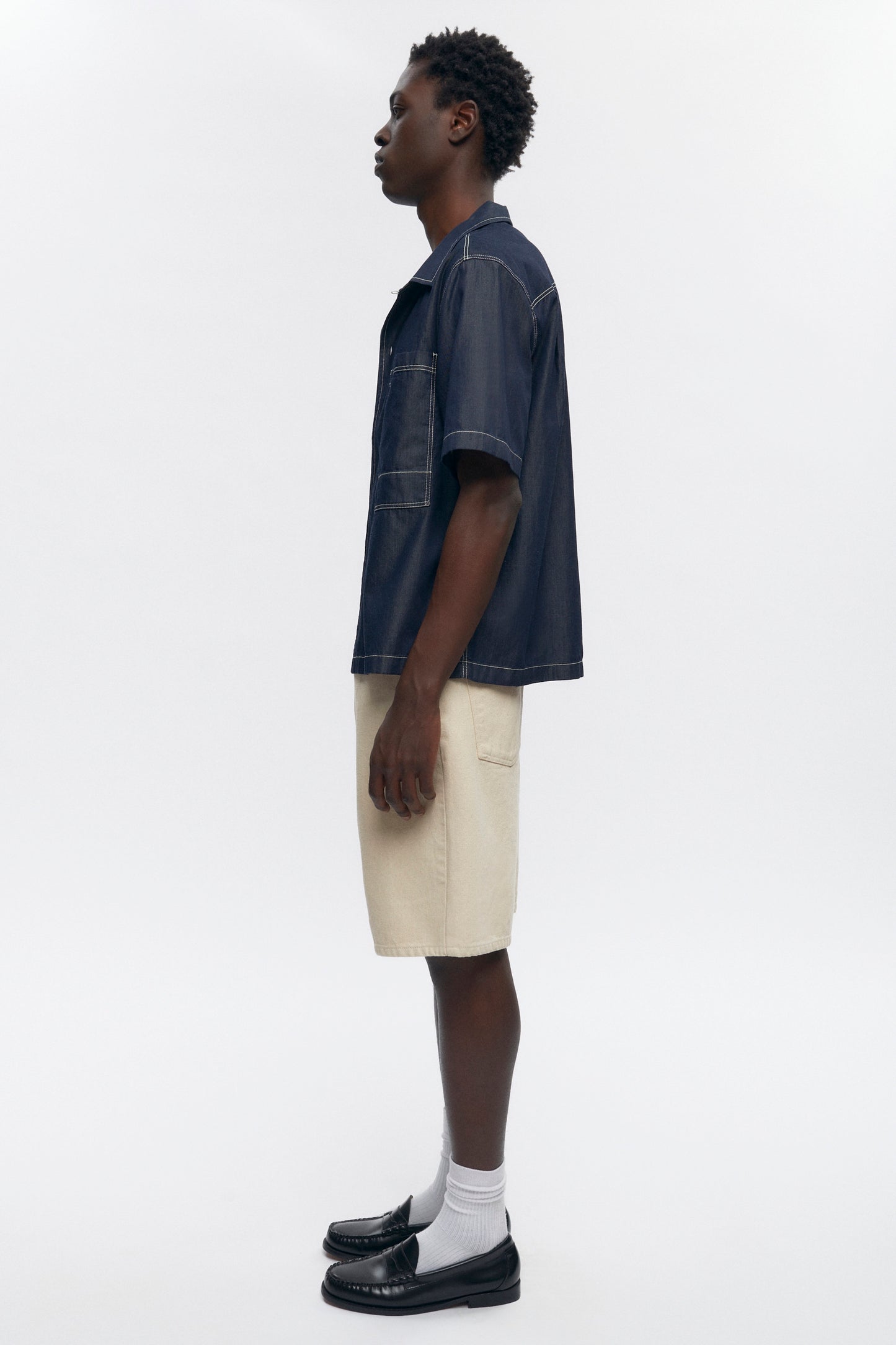 Men's Chambray Camp Shirt in Rinse