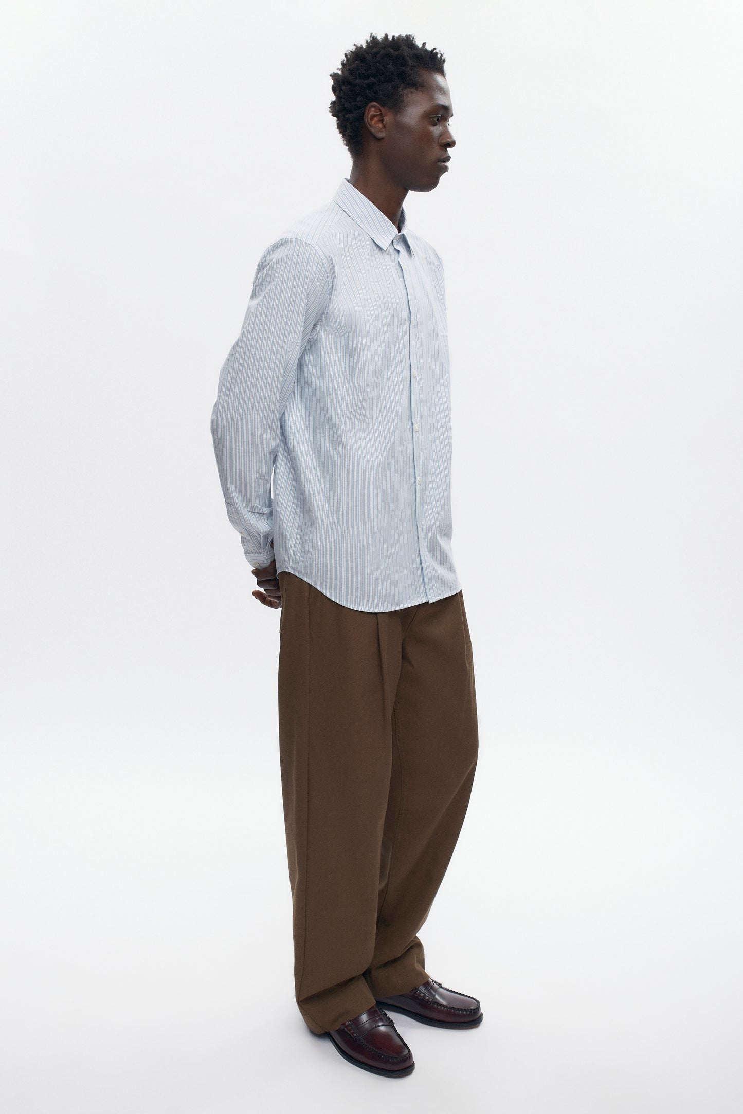 Men's Classic Stripe Shirt in Light Blue Stripe