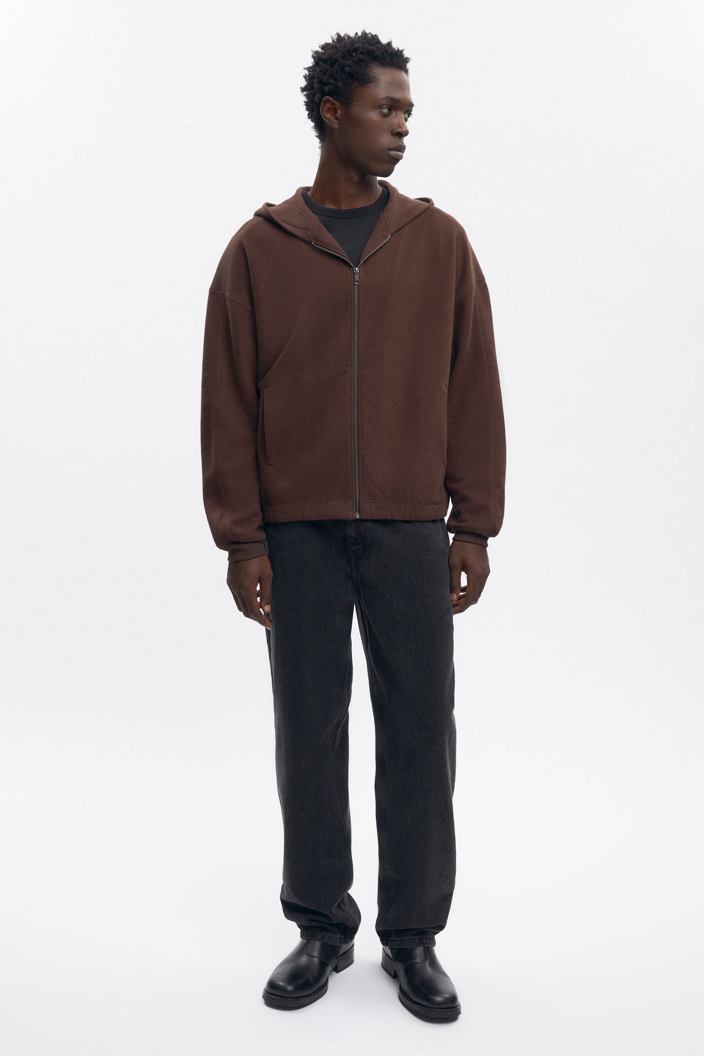 Men's Cozy Zip Hoodie in Coffee Bean