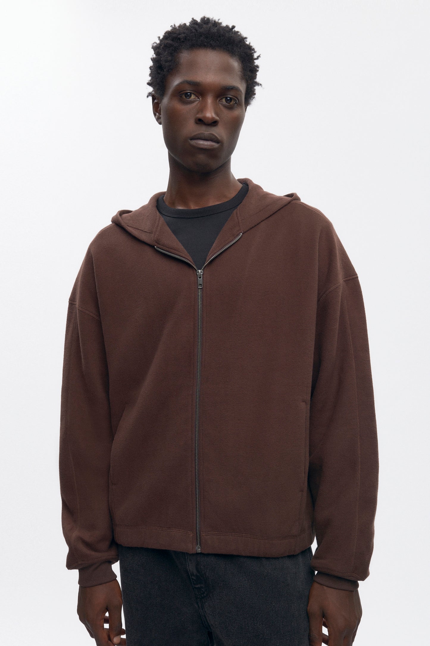 Men's Cozy Zip Hoodie in Coffee Bean