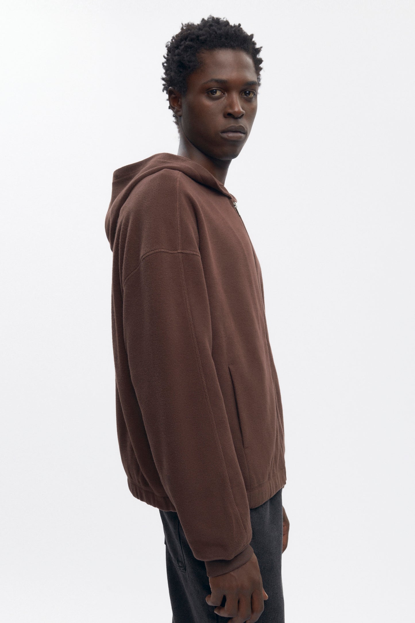 Men's Cozy Zip Hoodie in Coffee Bean