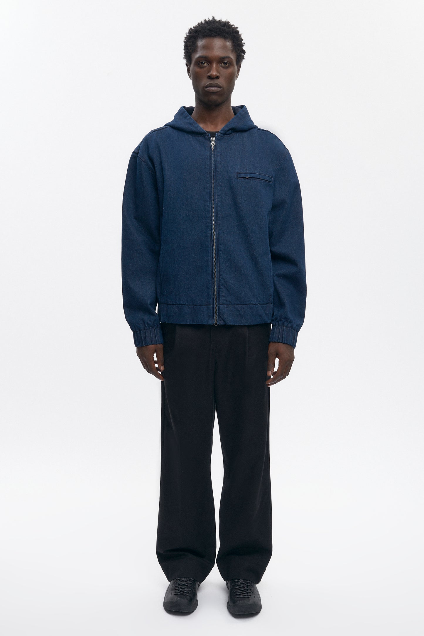 Men's Denim Hooded Jacket in Rinse