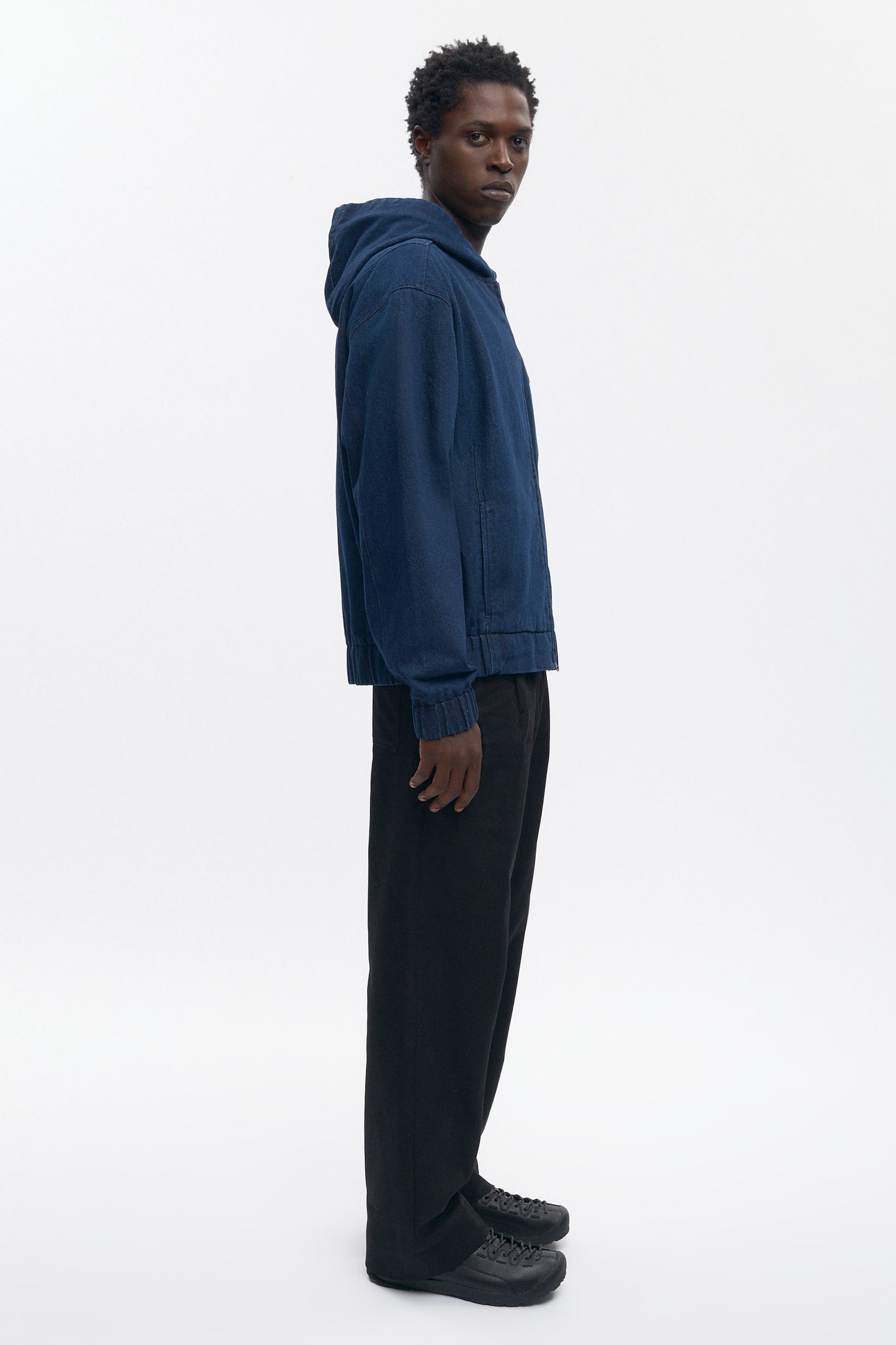 Men's Denim Hooded Jacket in Rinse