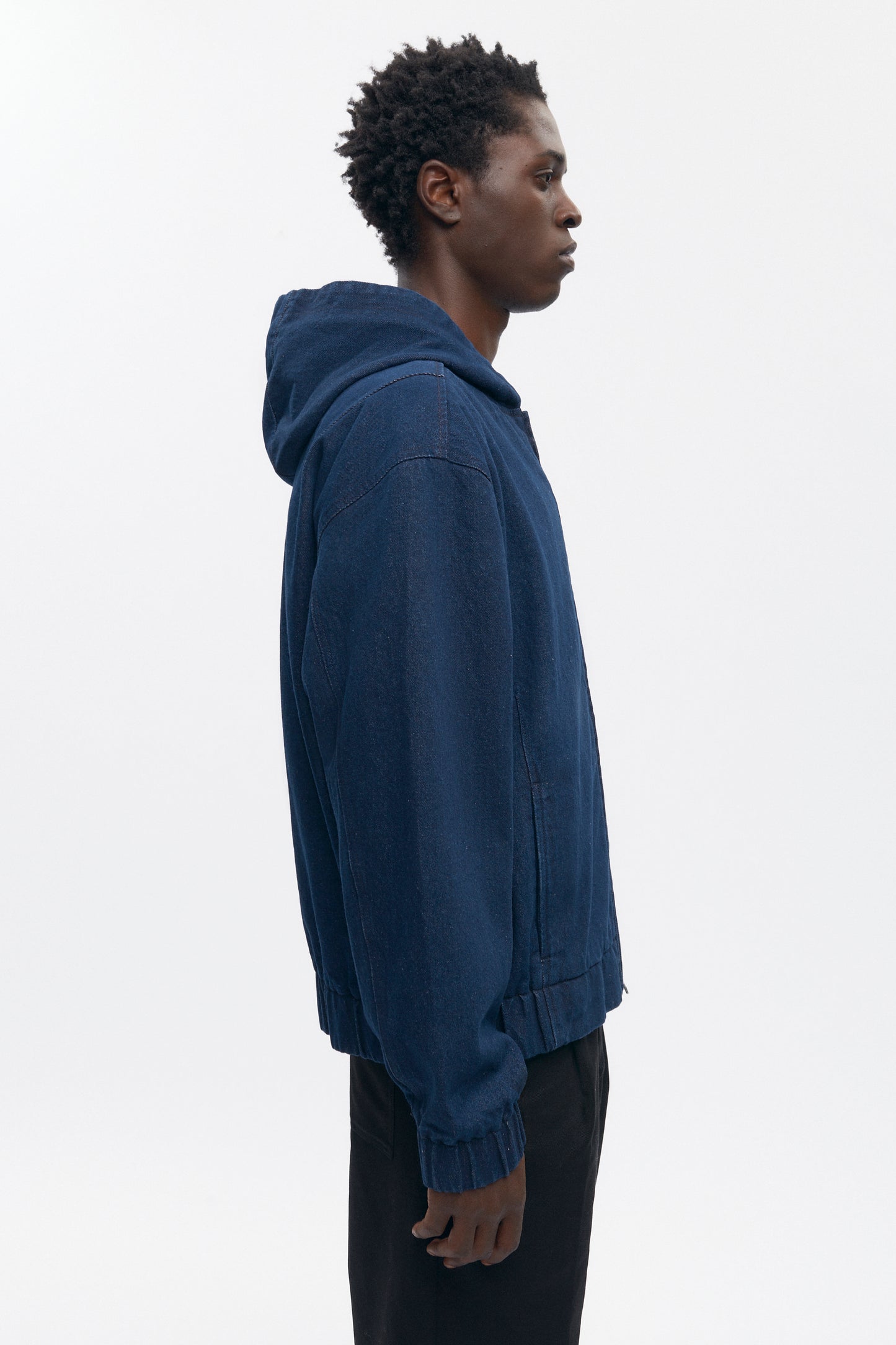 Men's Denim Hooded Jacket in Rinse