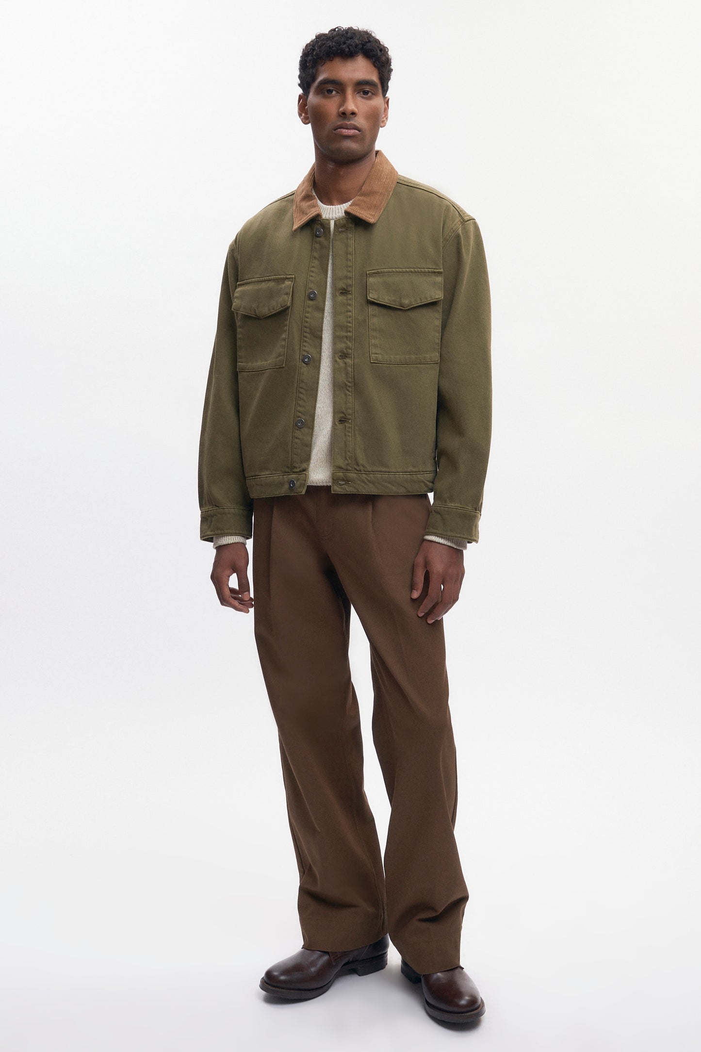 Men's Denim Overshirt in Olive