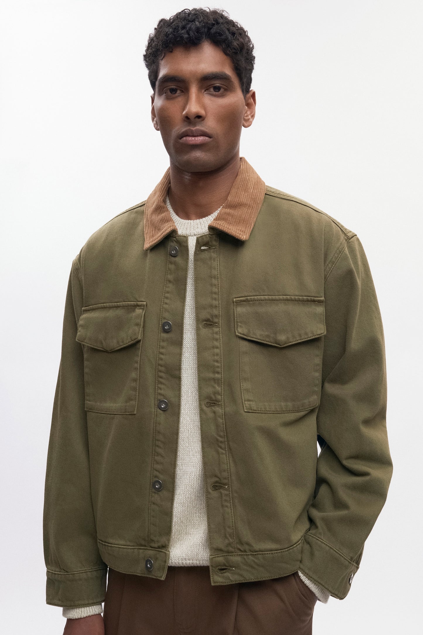 Men's Denim Overshirt in Olive
