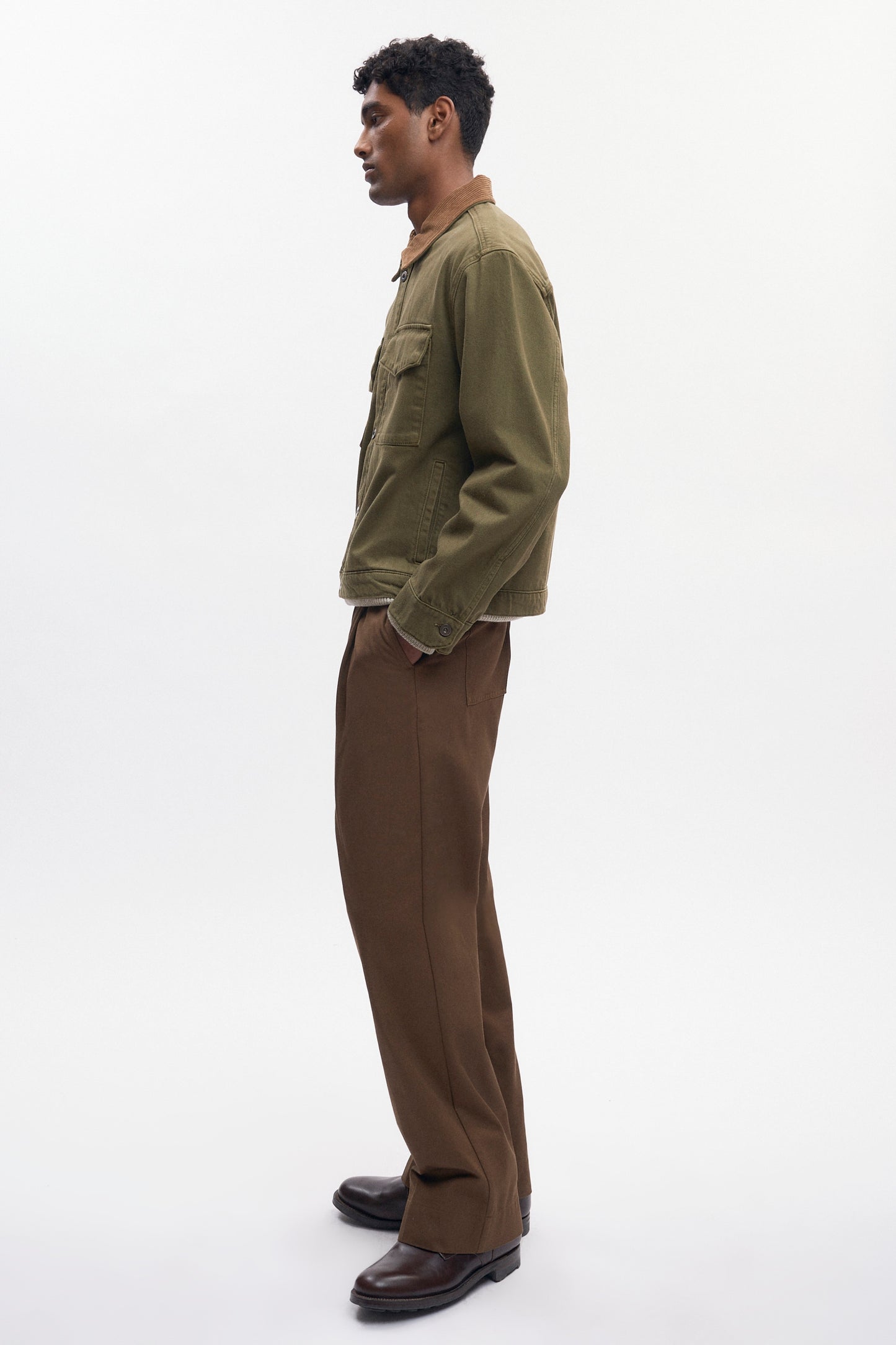 Men's Denim Overshirt in Olive