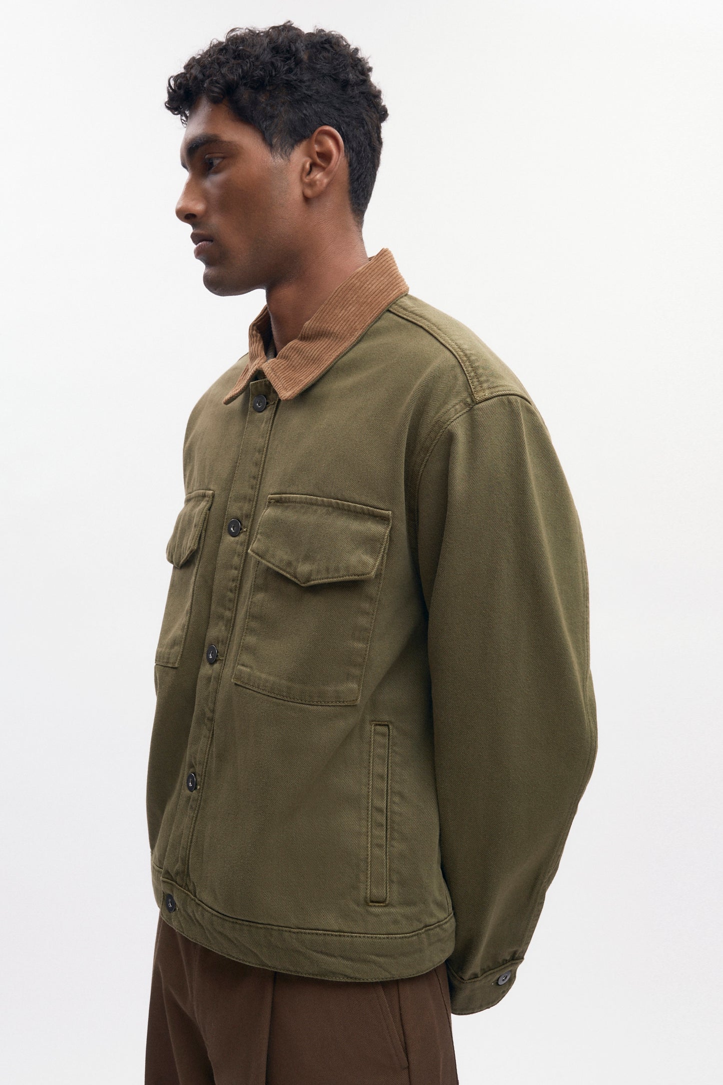 Men's Denim Overshirt in Olive