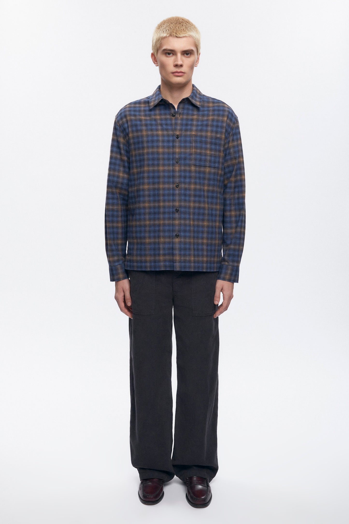 Men's Flannel Shirt in Blue Plaid